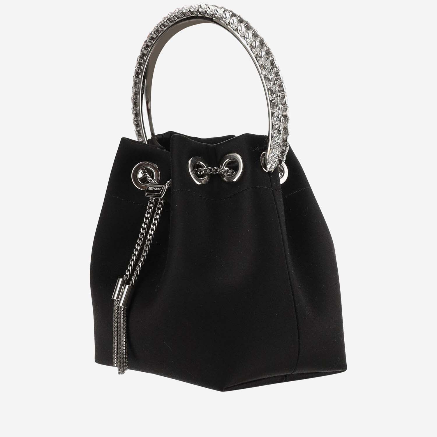 Shop Jimmy Choo Bon Bon Satin Bag In Black