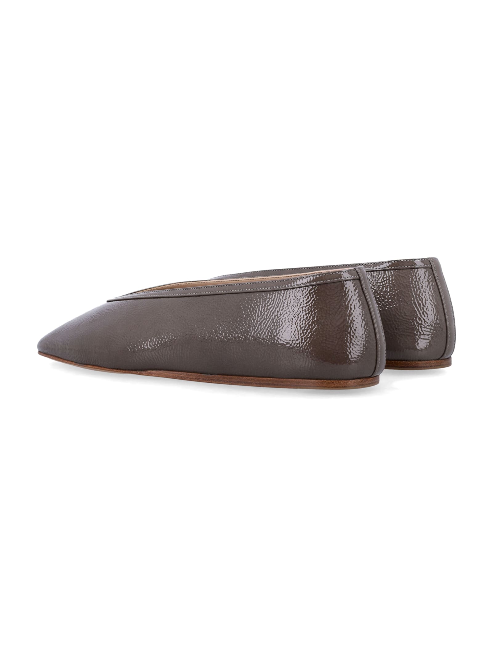 Le Monde Beryl Luna Taupe Patent Leather Slippers In Brown