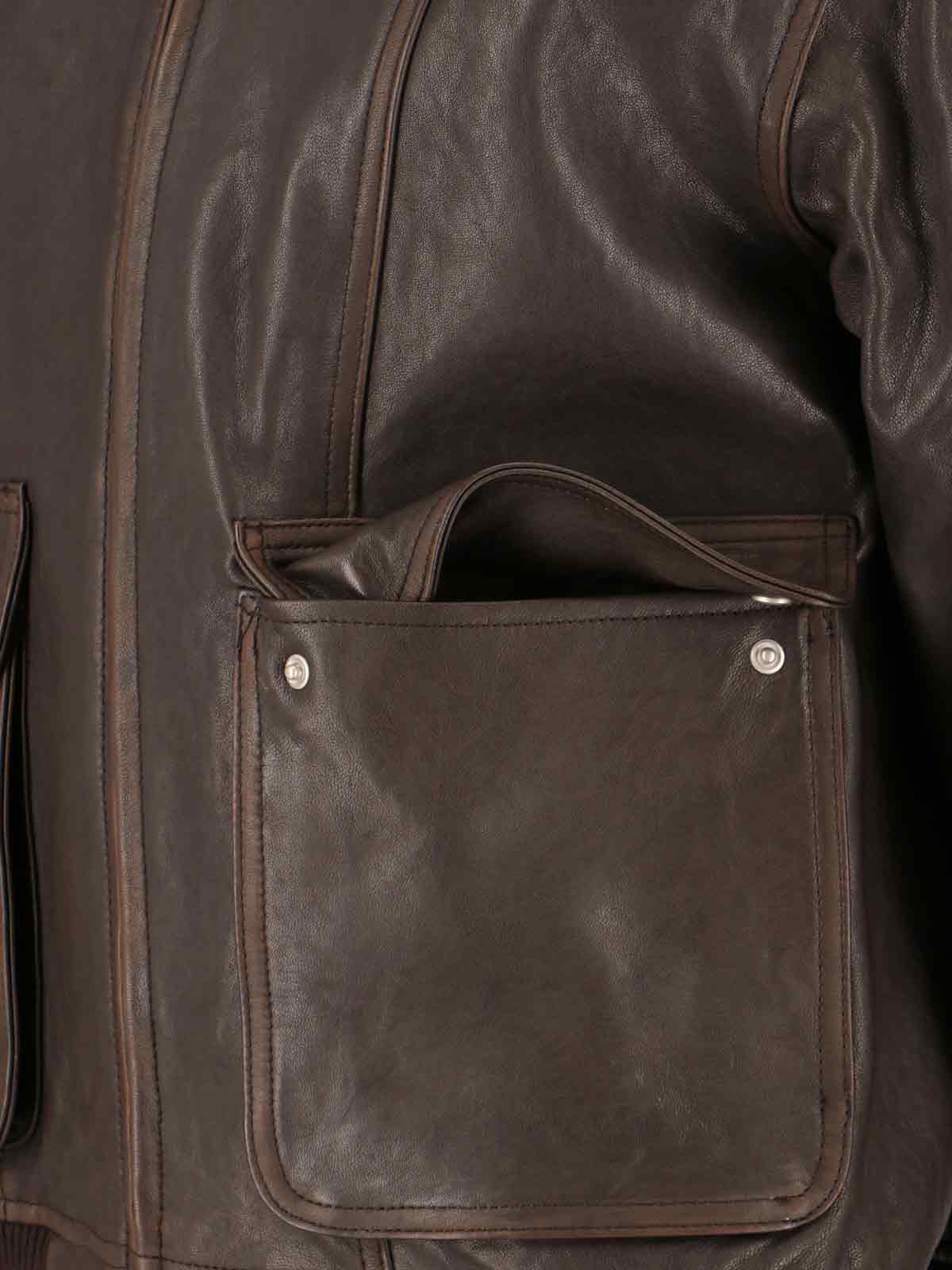 Dunst Lambs-leather Flap-pocket Jacket In Brown