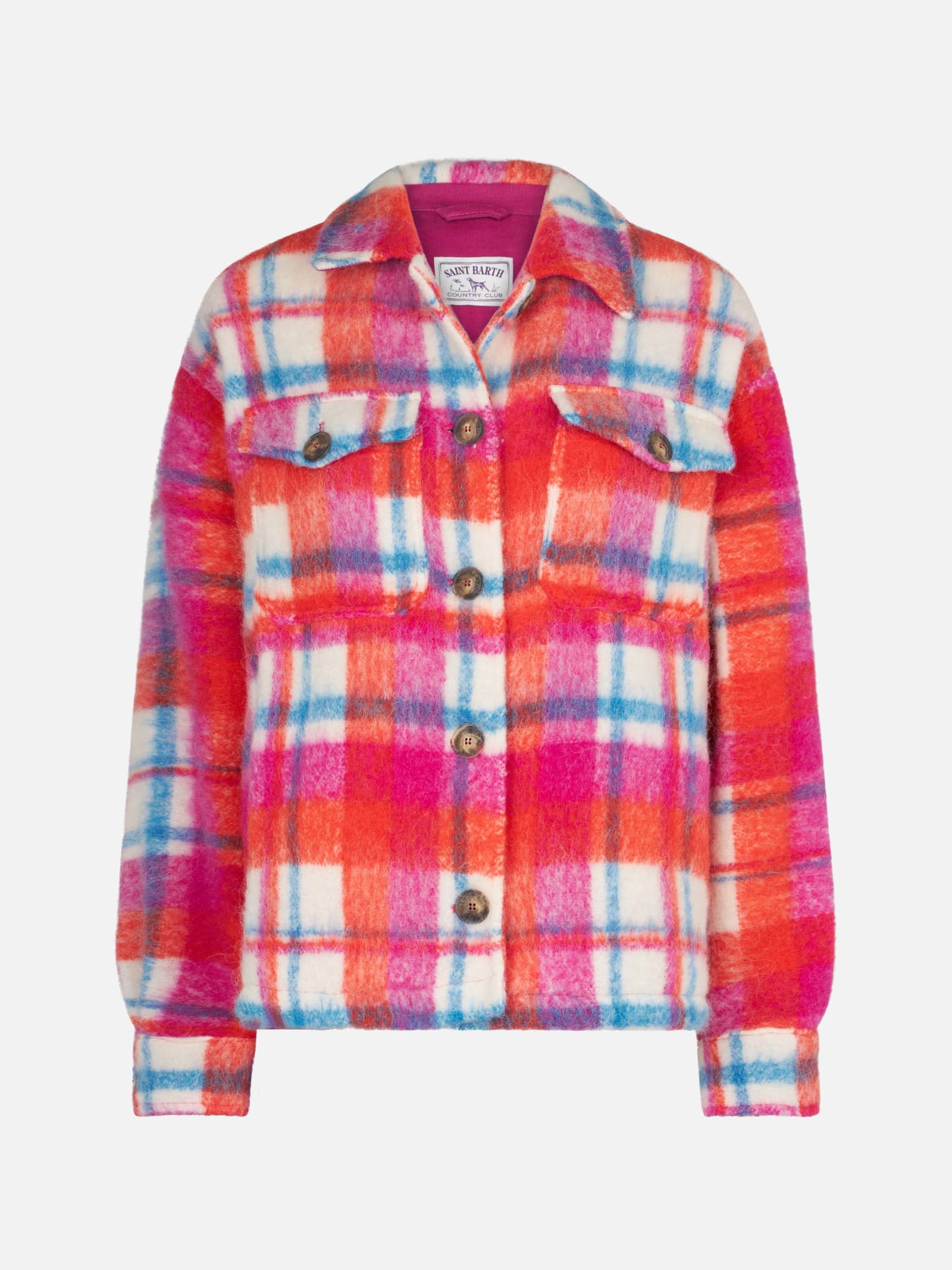 Mc2 Saint Barth Woman Overshirt Jacket With Fringes In Multicolor