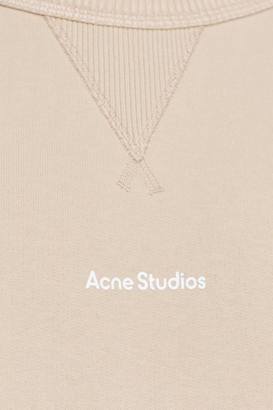 Shop Acne Studios Logo Printed Crewneck Sweatshirt In Beige