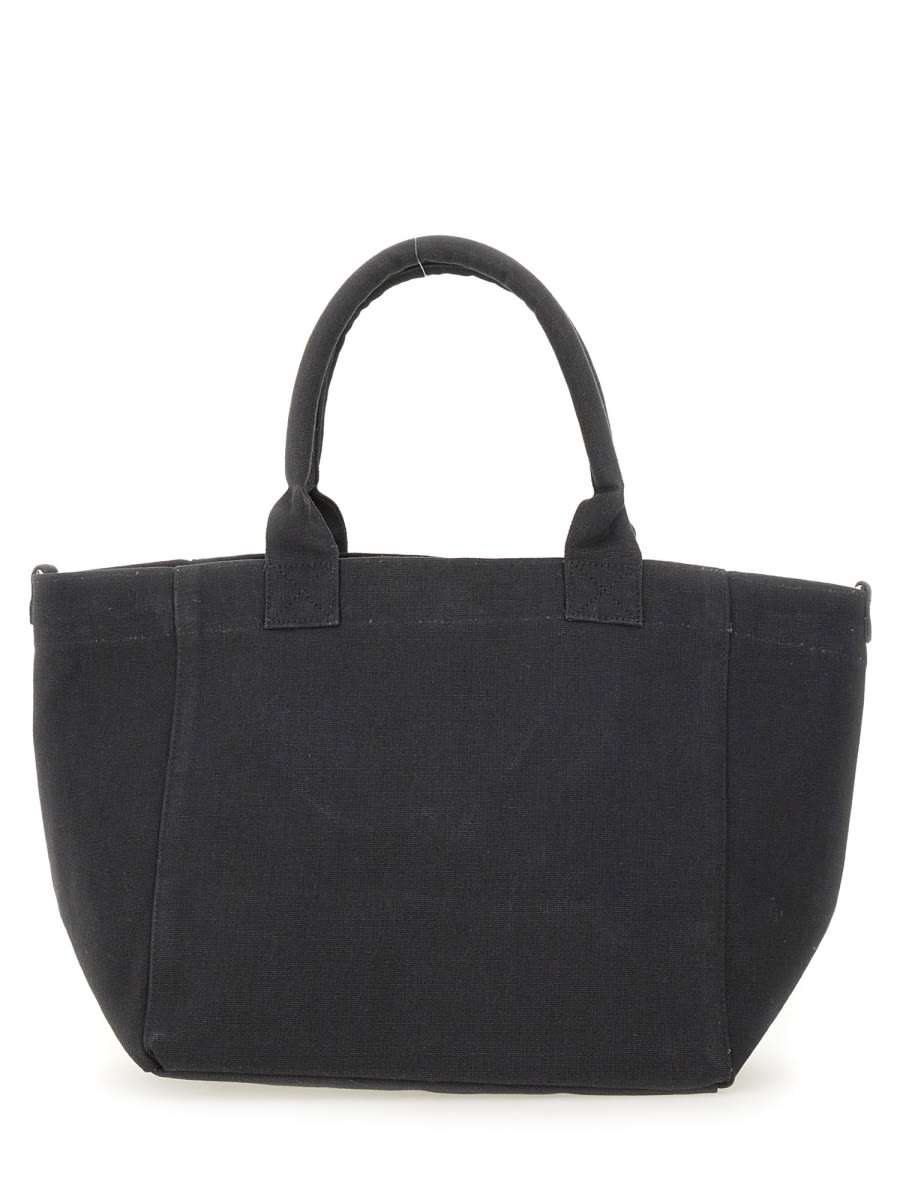 Shop Ganni Small Shopper Bag With Logo In Black