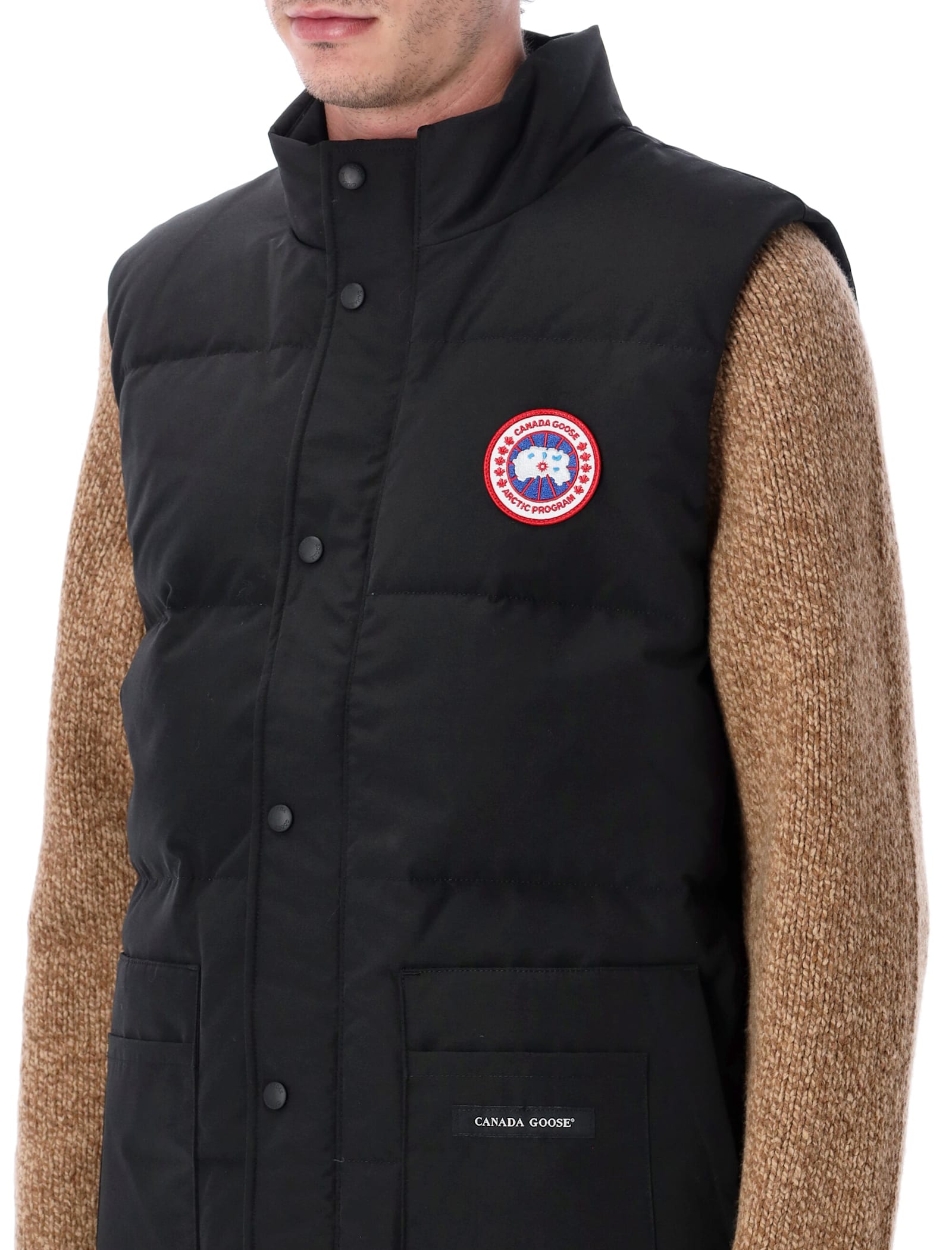 Canada Goose Charcoal Polyester Blend Freestyle Sleeveless Down Jacket In Black