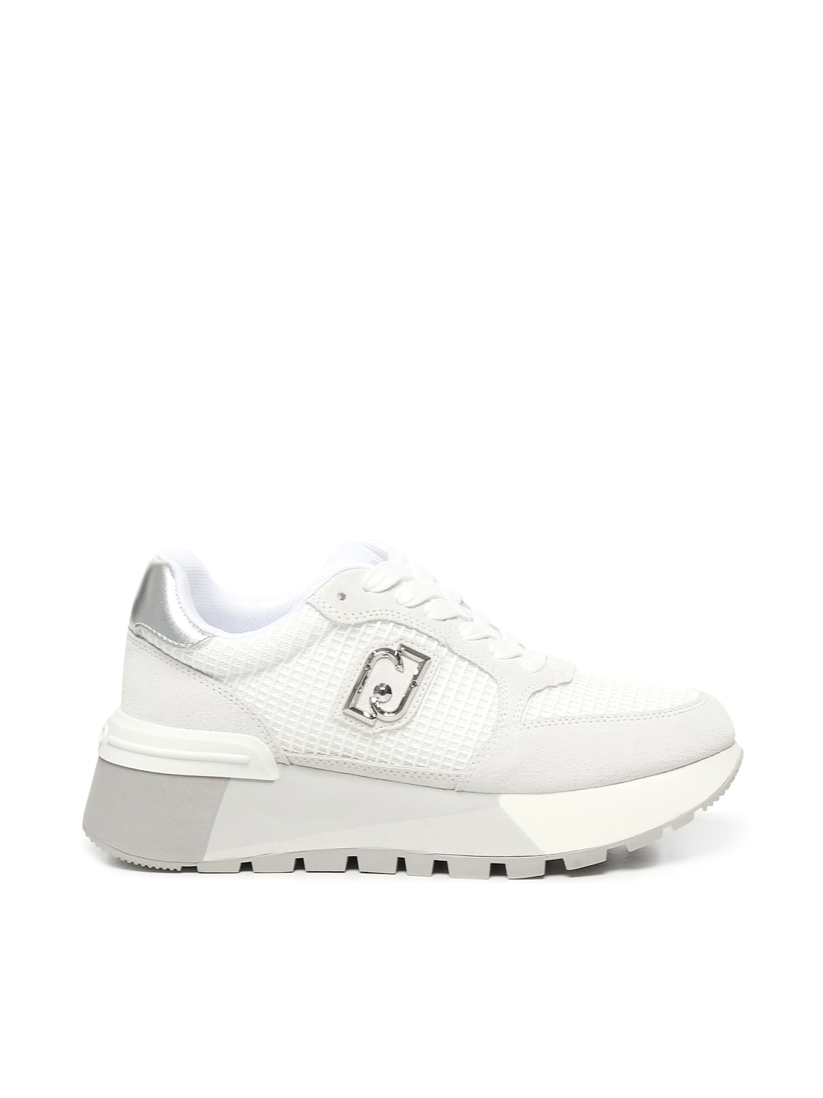 LIU •JO SUEDE AND MESH PLATFORM SNEAKERS
