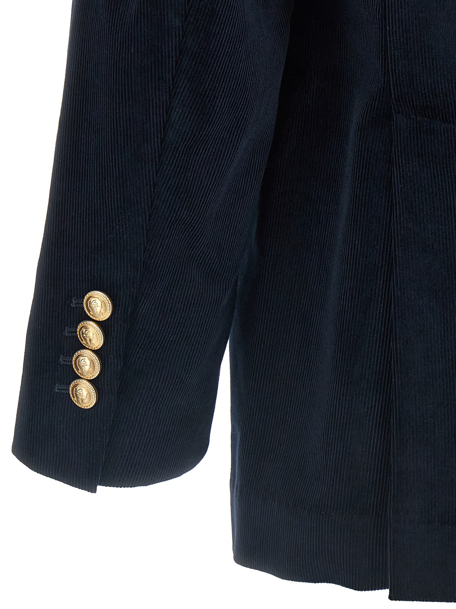 Brunello Cucinelli Tailored Corduroy Double-breasted Blazer In Blue