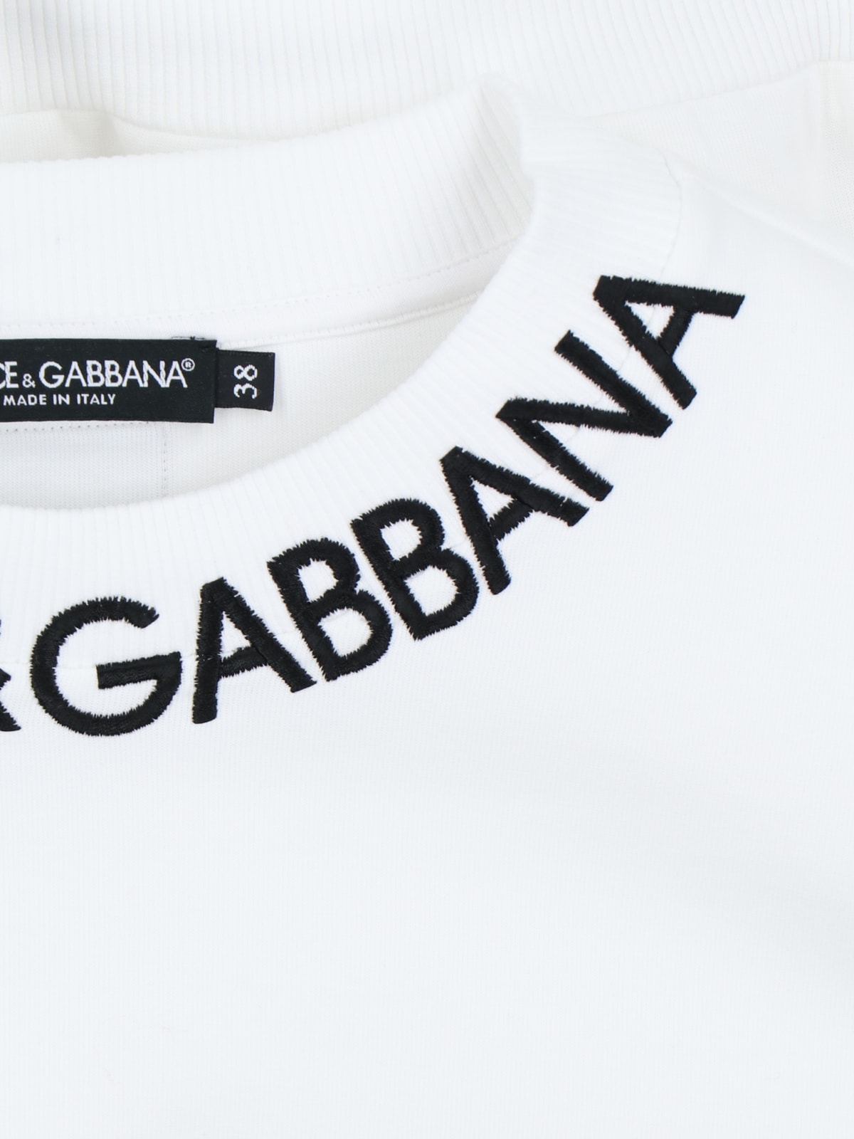 Shop Dolce & Gabbana Cropped Crew Neck Sweatshirt In White