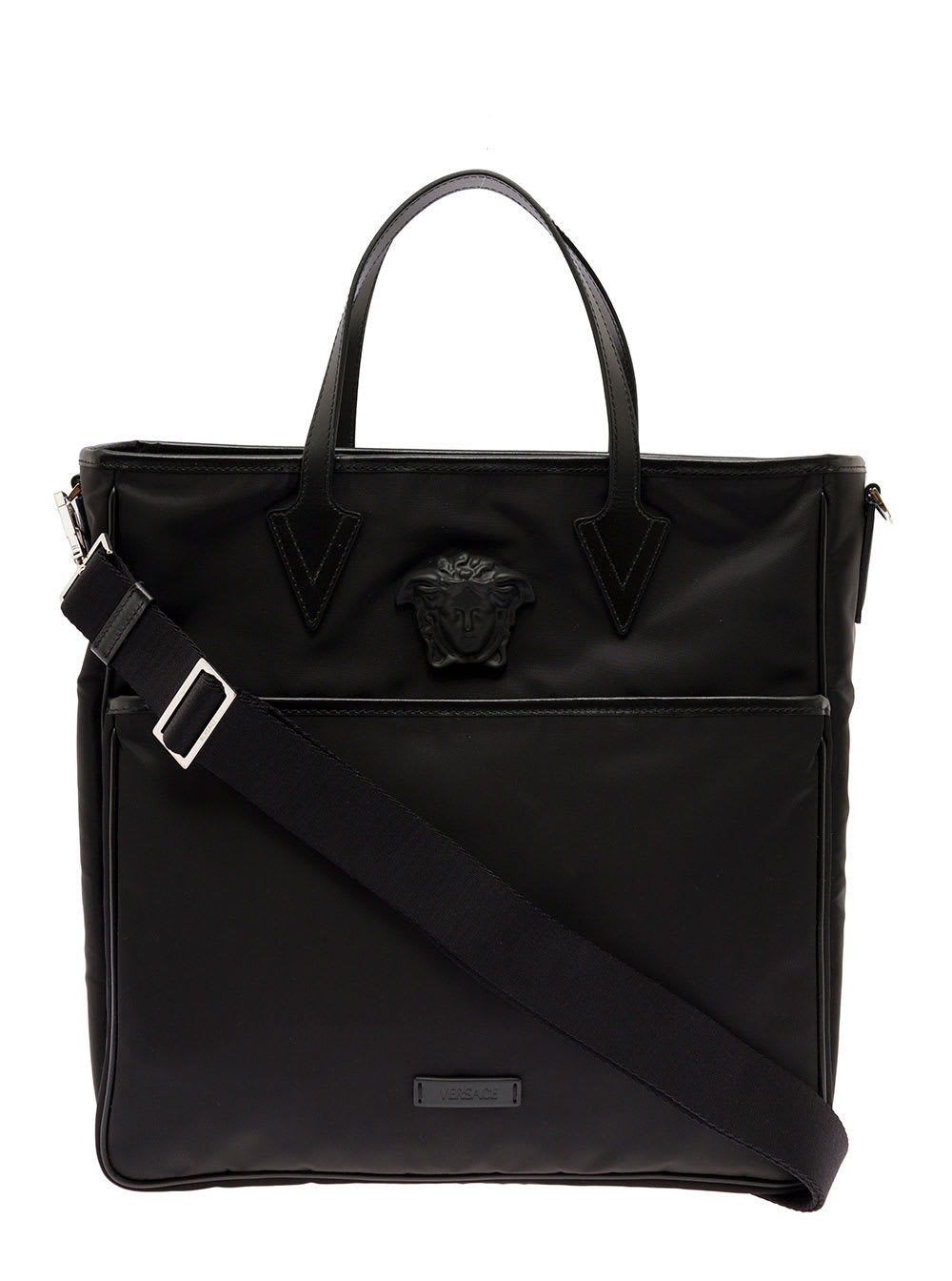 Black Nylon Shopper Bag With Medusa Detail Versace Man