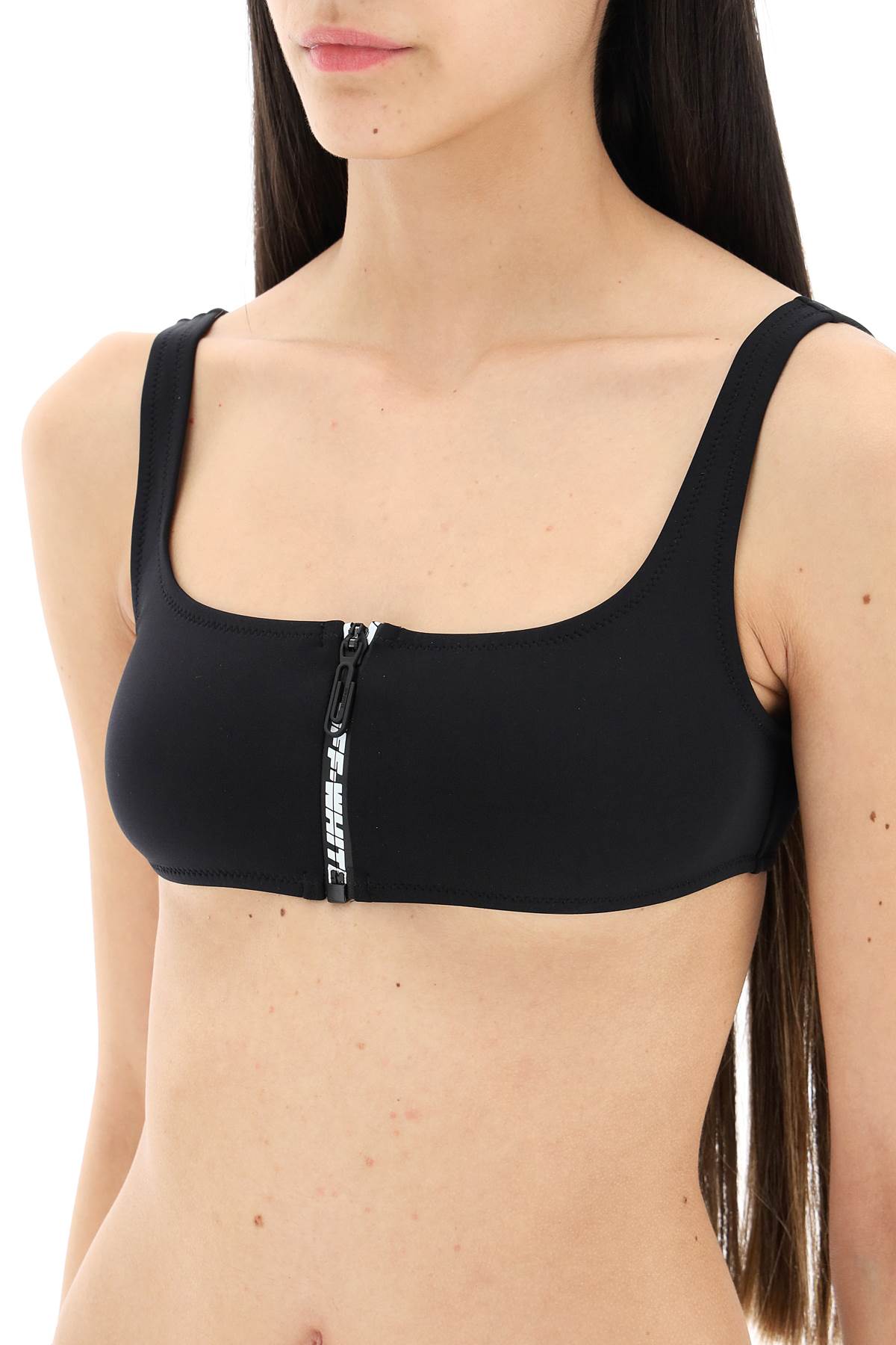 Shop Off-white Bikini Set With Zip And Logo In Black (black)