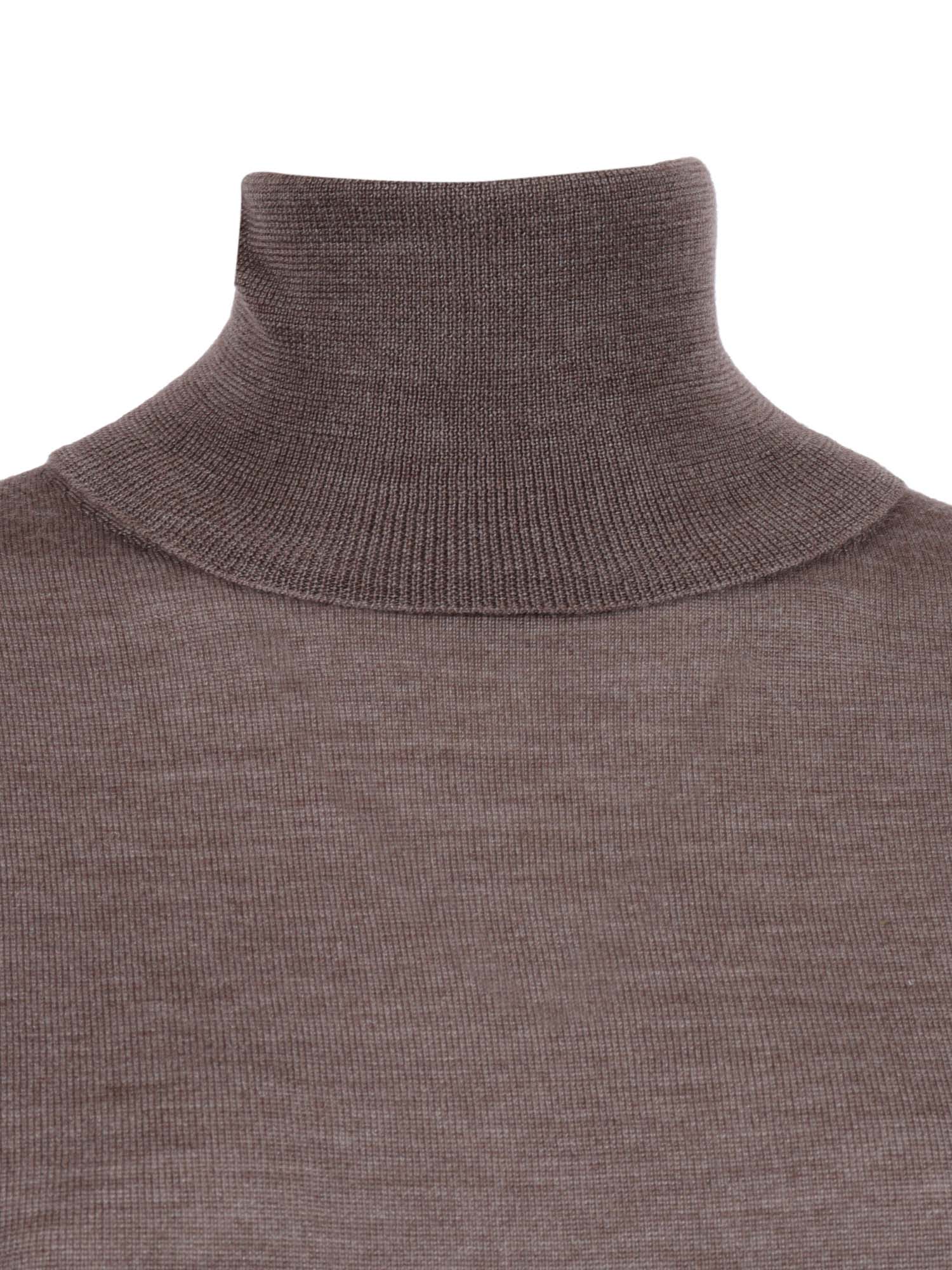 P.a.r.o.s.h Refined Brown Turtleneck Sweater With Lightweight Knit And Ribbed Cuffs In Brown