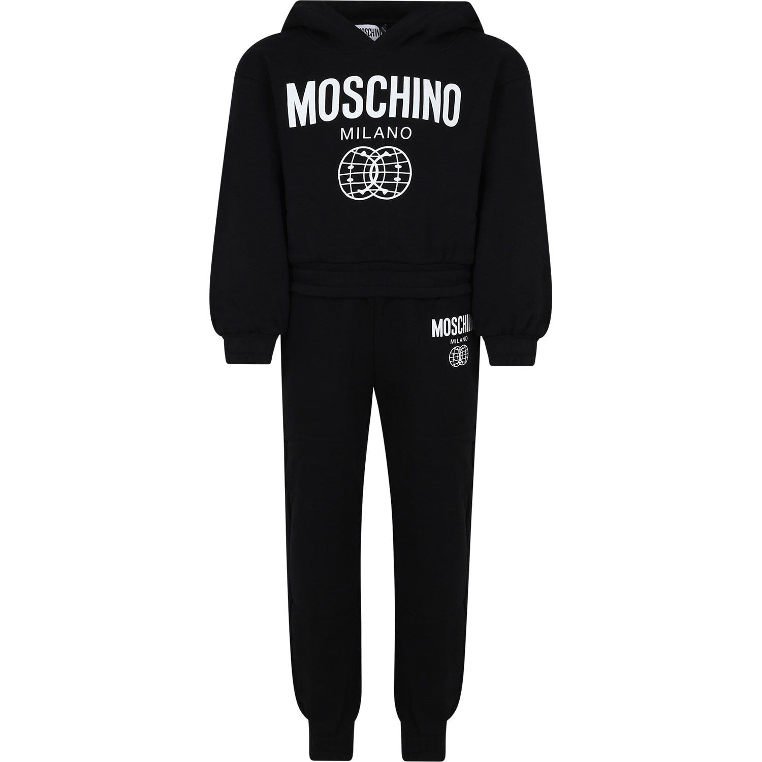 MOSCHINO BLACK TRACKSUIT FOR GIRL WITH SMILEY