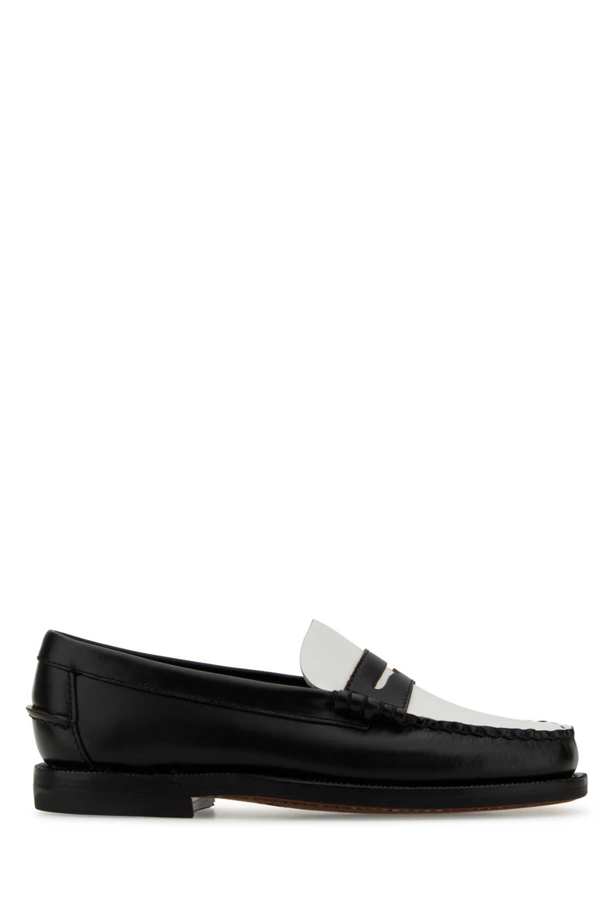 Shop Sebago Two-tone Leather Classic Dan Loafers In Blackwhite