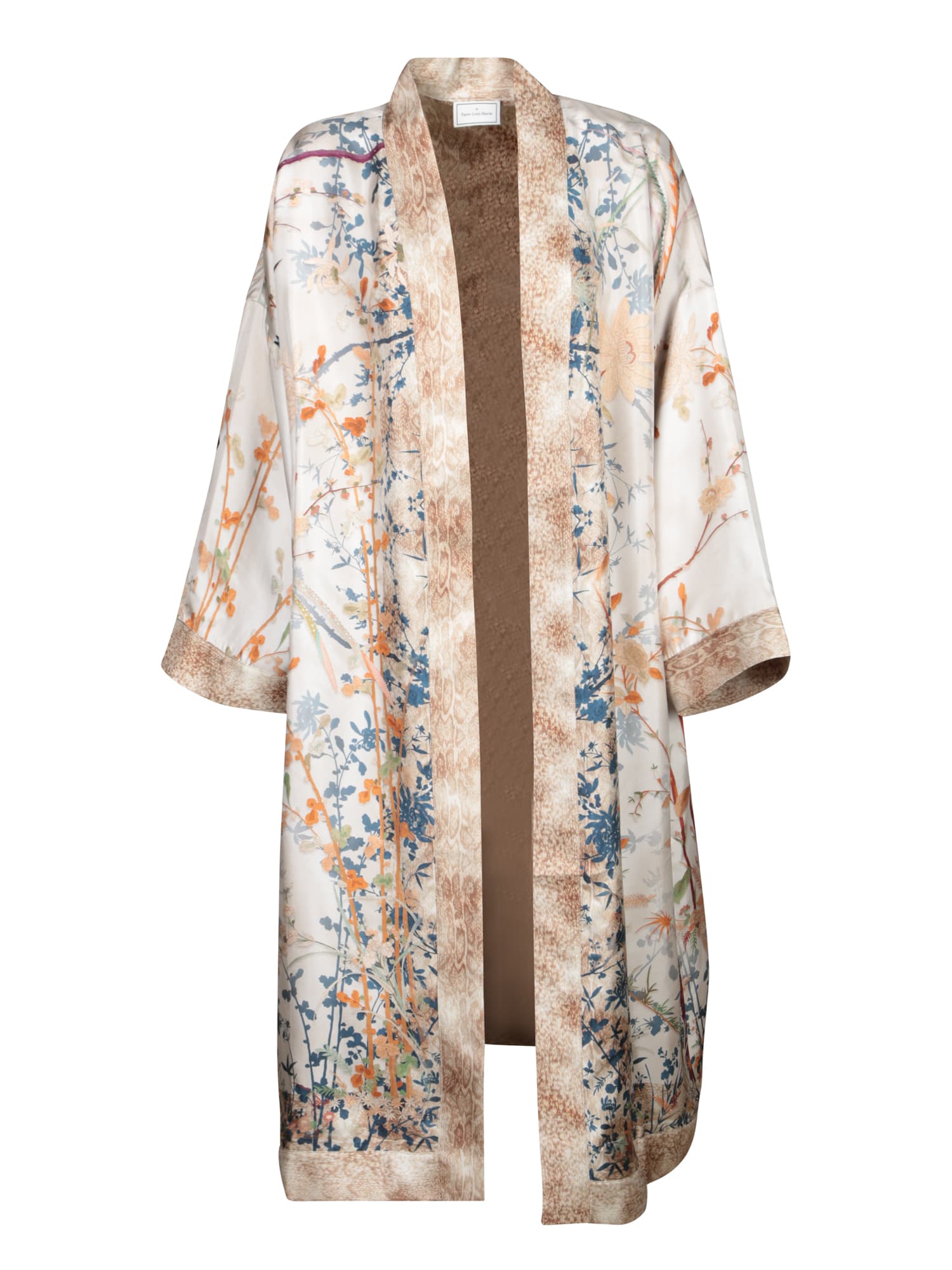 Shop Pierre-louis Mascia Aloe Floral Beige Multicolor Kimono