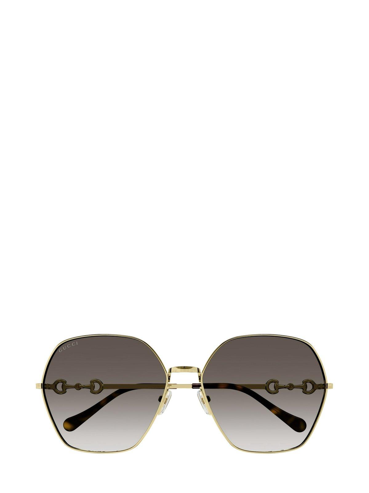 Gucci Round Frame Sunglasses Sunglasses In 002 Gold Gold Brown