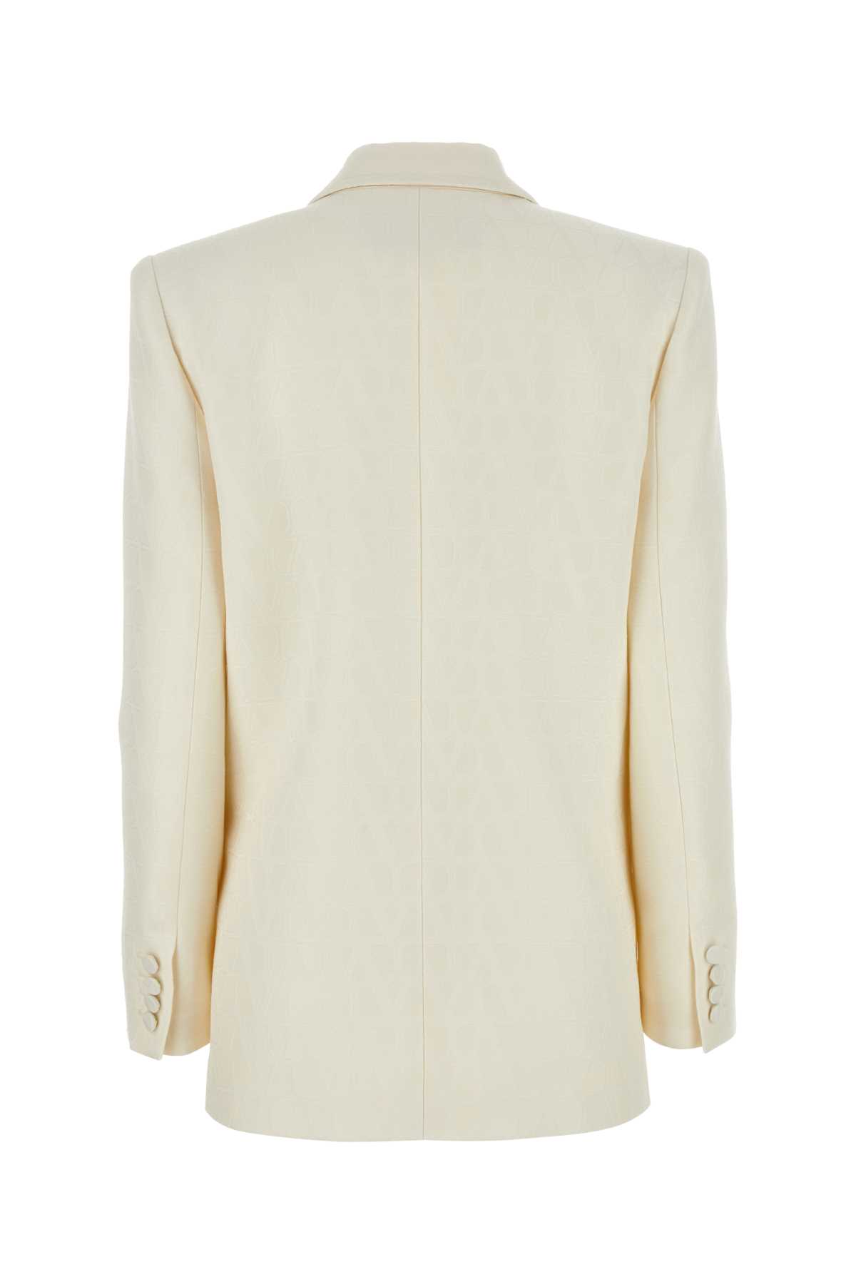 Shop Valentino Ivory Crepe Blazer In Avorio