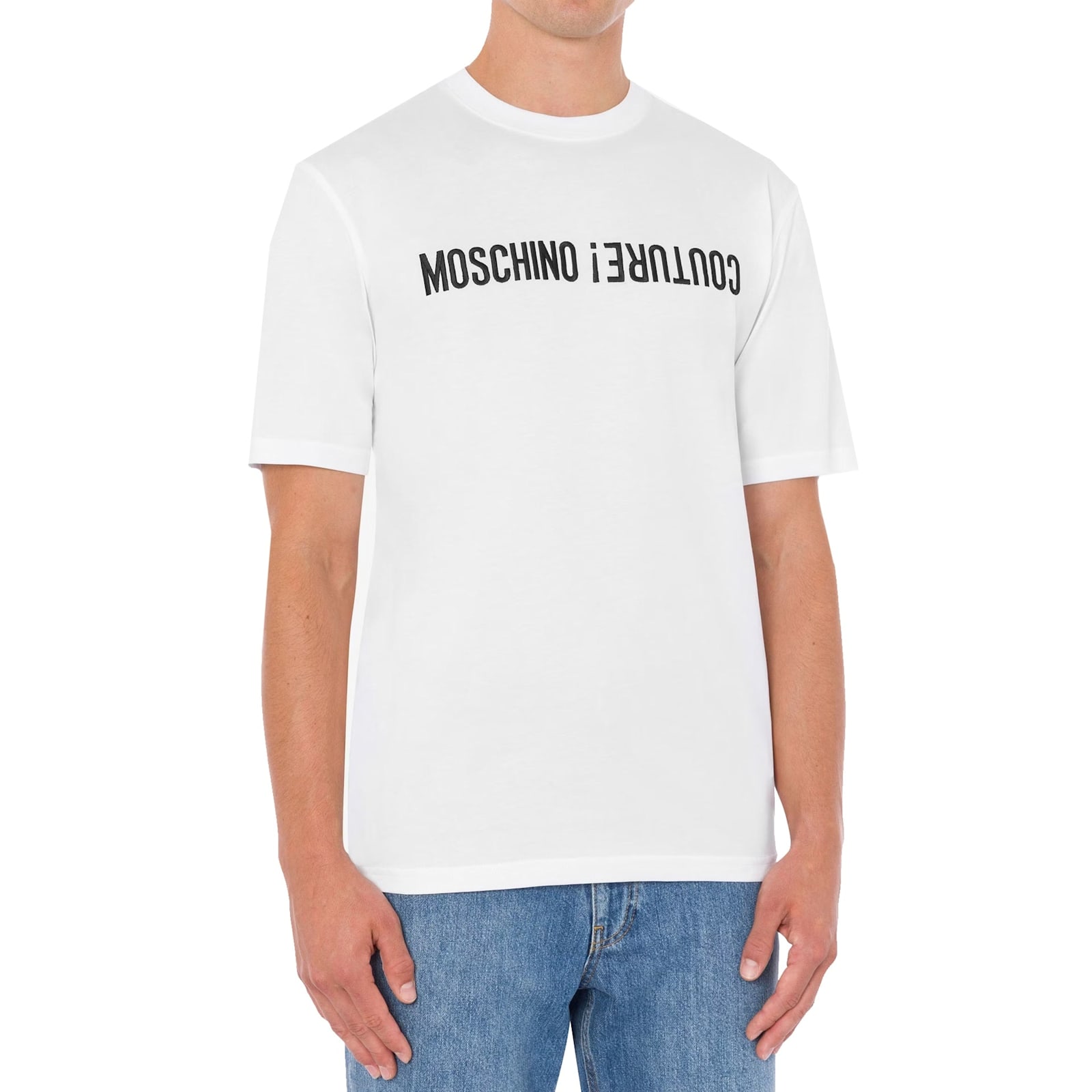 Moschino Upside Down Logo T-shirt In White