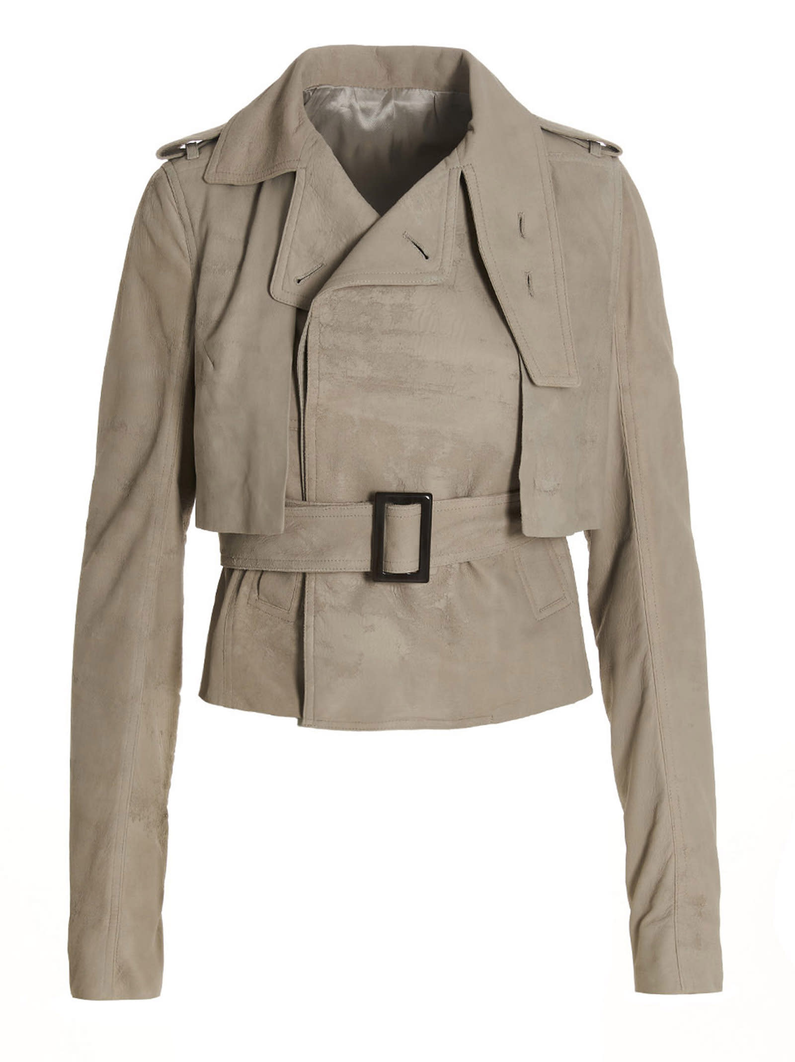 Shop Rick Owens Mini Trench Jacket In Gray