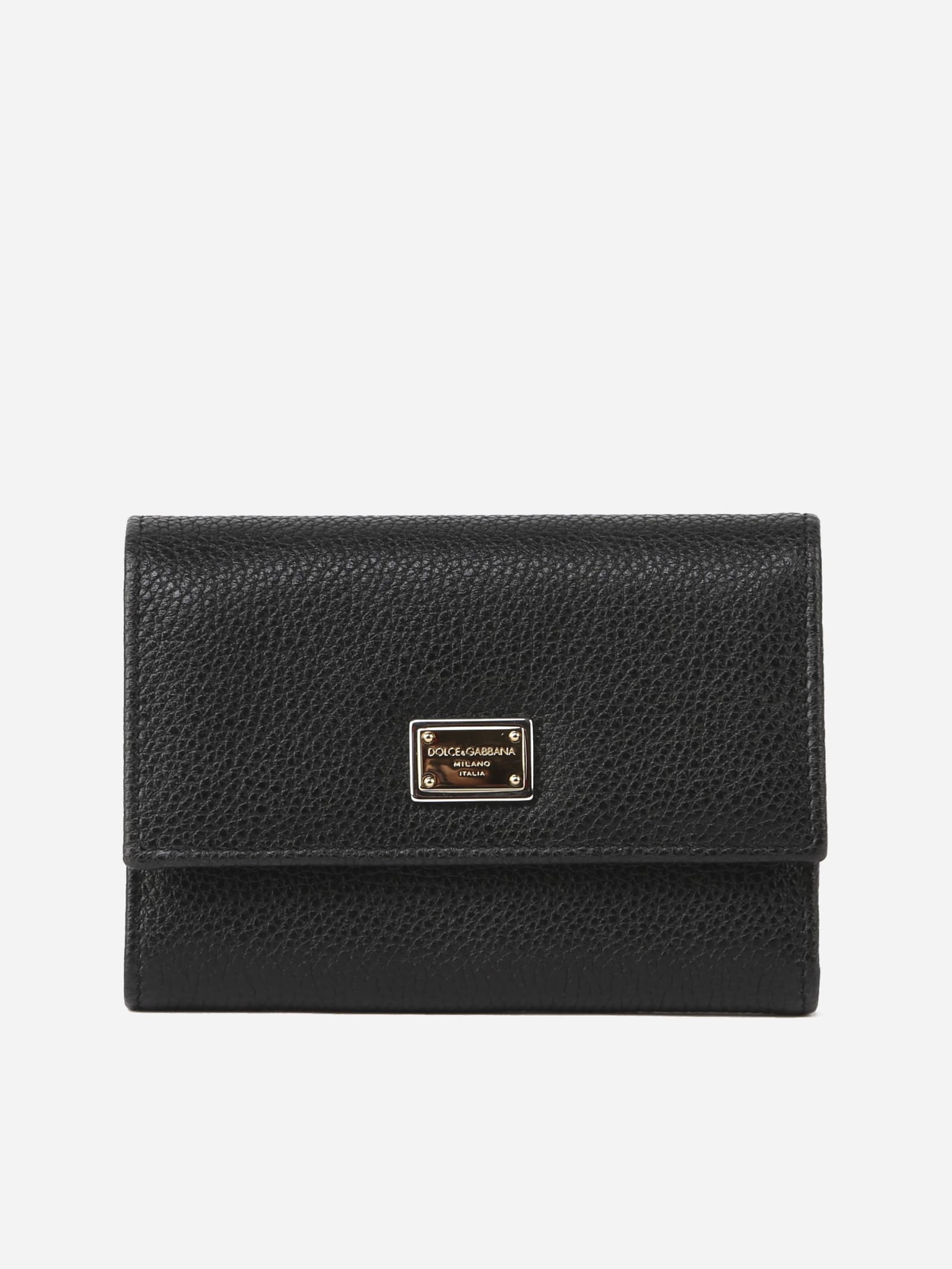Dolce & Gabbana Leather Wallet With Logo Plate