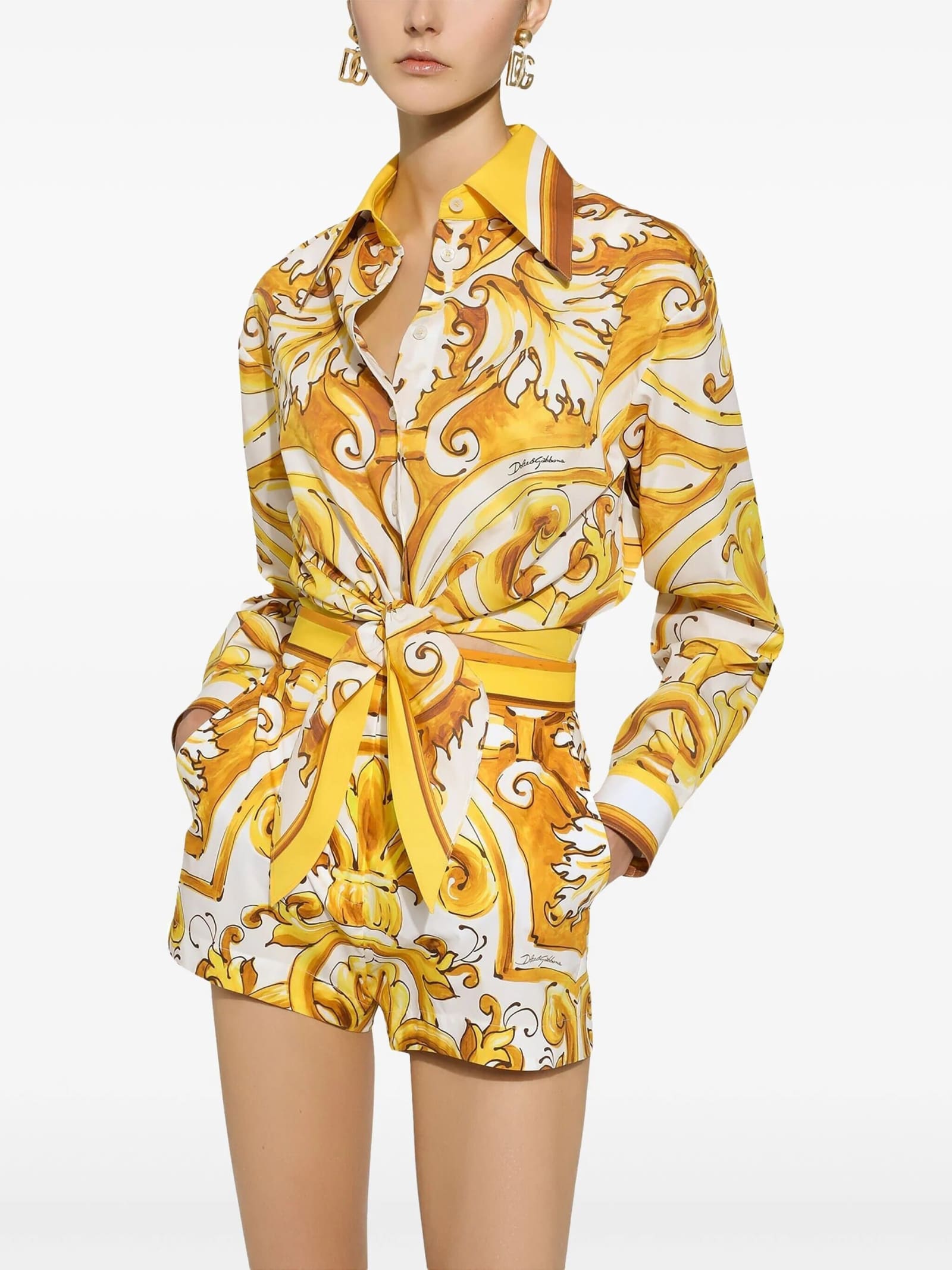 Shop Dolce & Gabbana Camicia St Maiolica In Dq Giallo