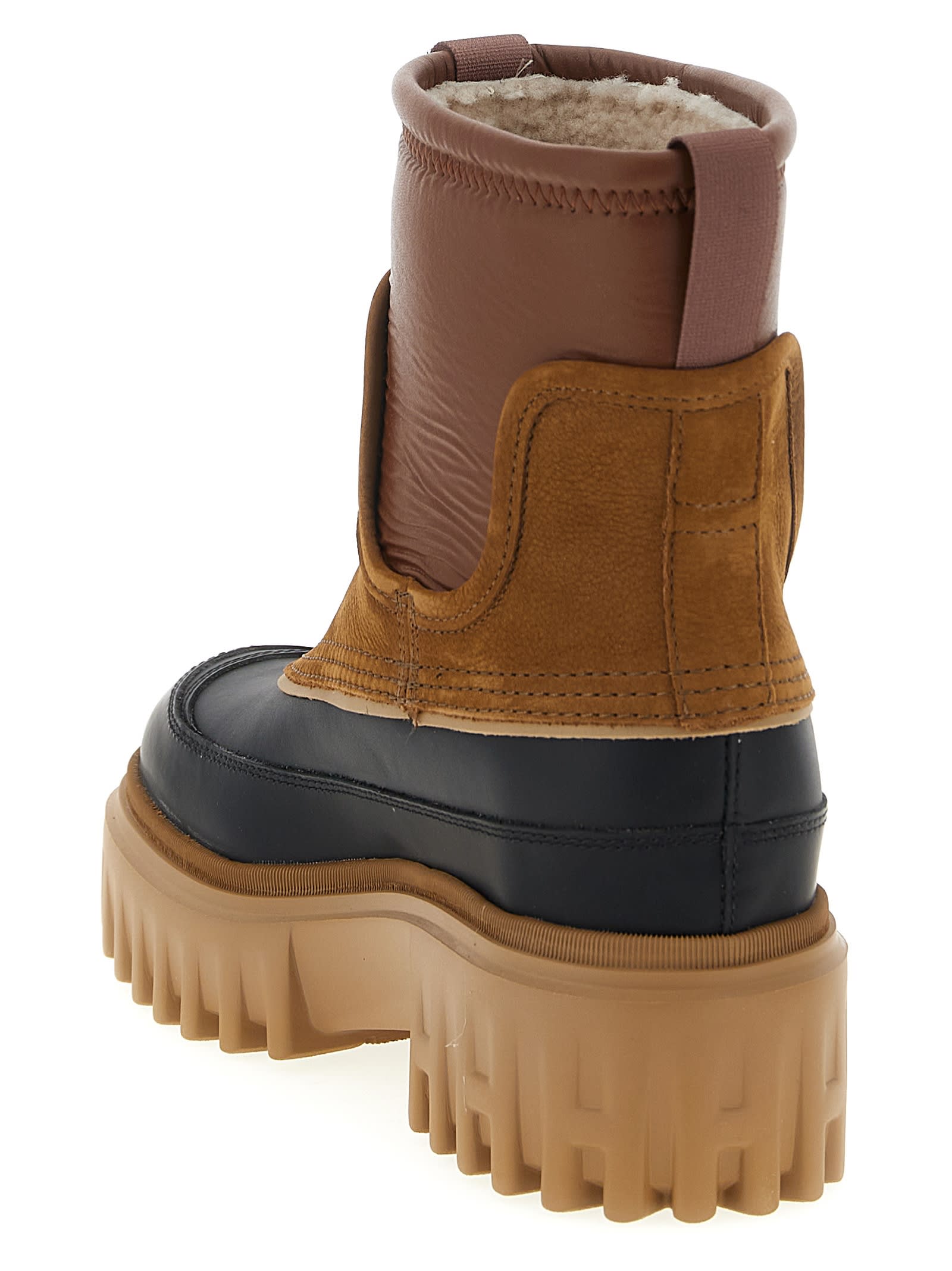 Hogan Chunky Sole Ankle Boots With Pull Tab In Brown
