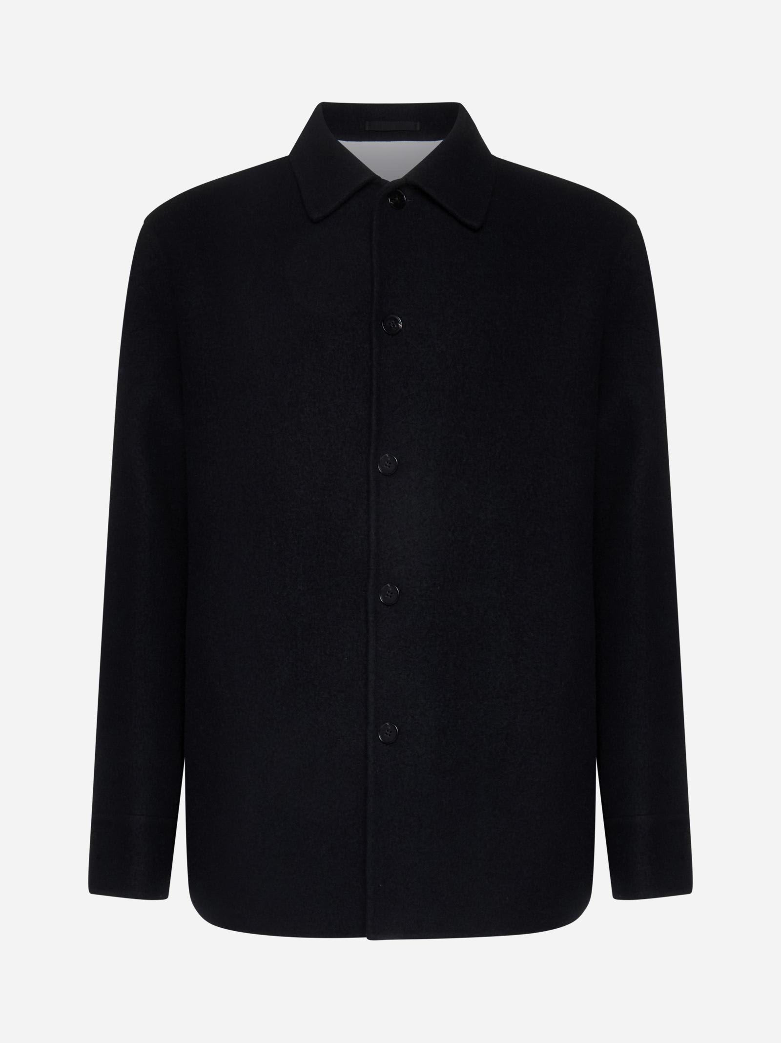 Shop Jil Sander Wool Overshirt In 001 Black