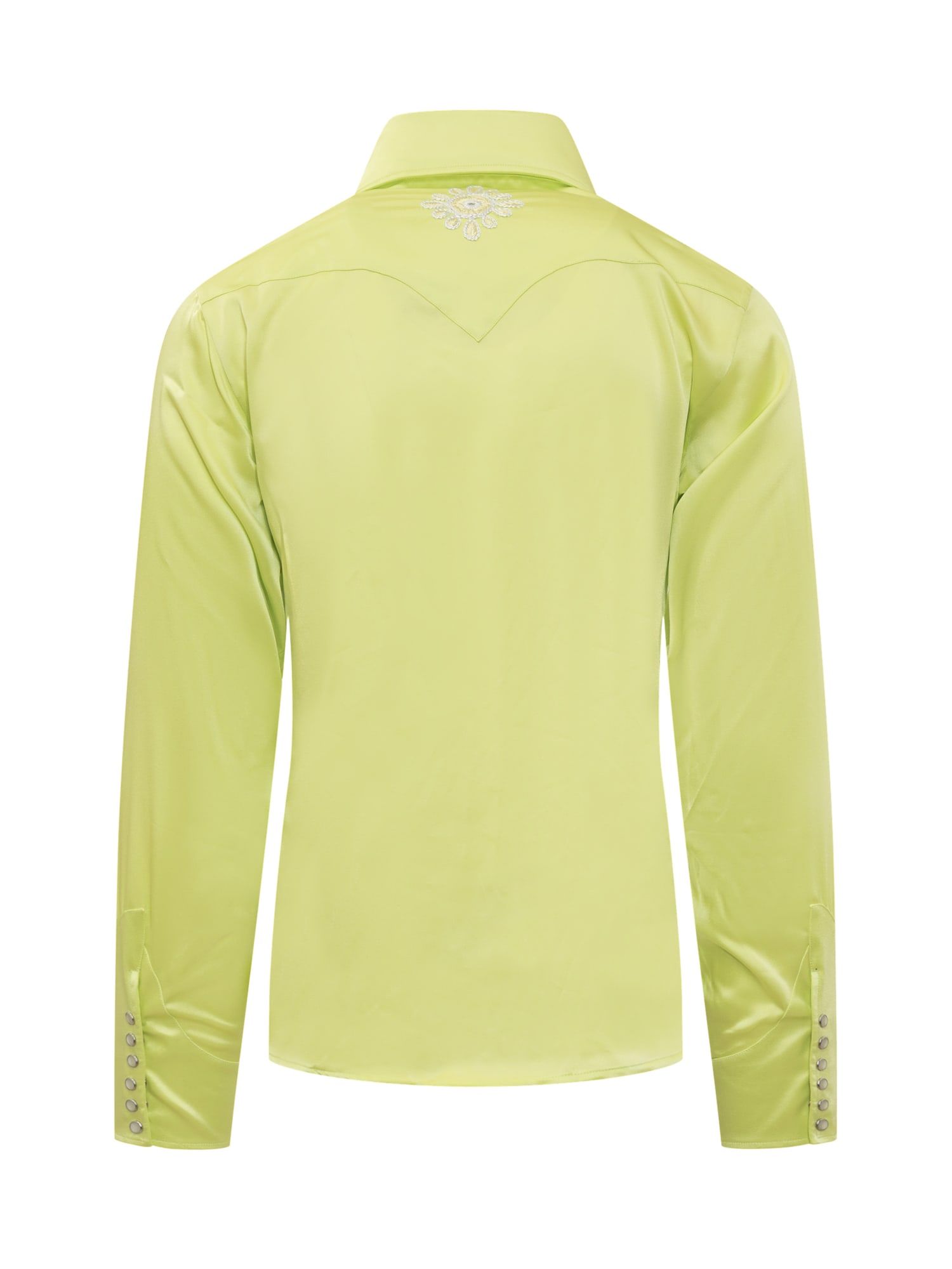 Shop Bluemarble Shirt With Embroidery In Lime