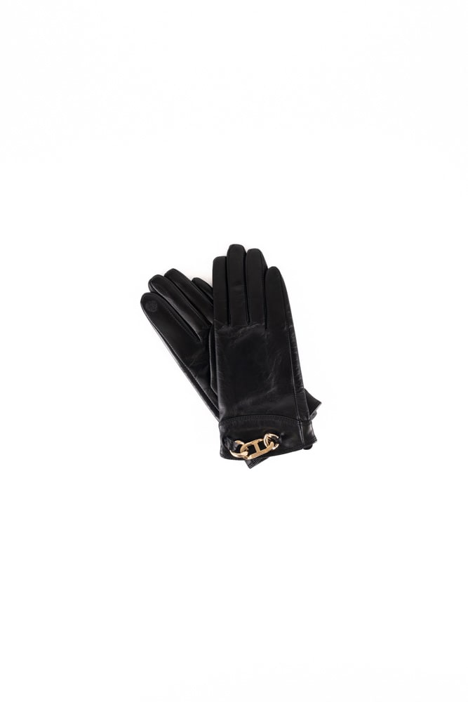 TwinSet Leather Gloves With Oval T