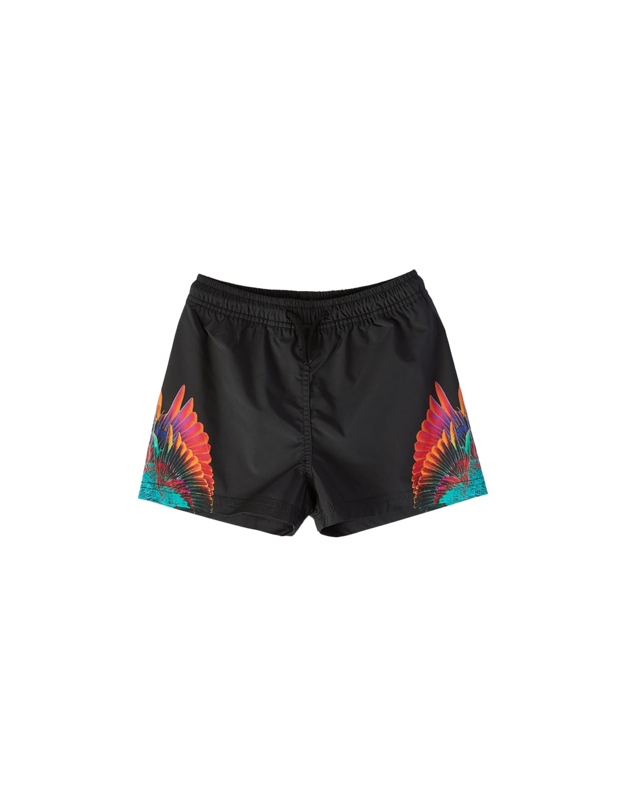 Marcelo Burlon County Of Milan Wings Printed Nylon Swim Shorts In Nero