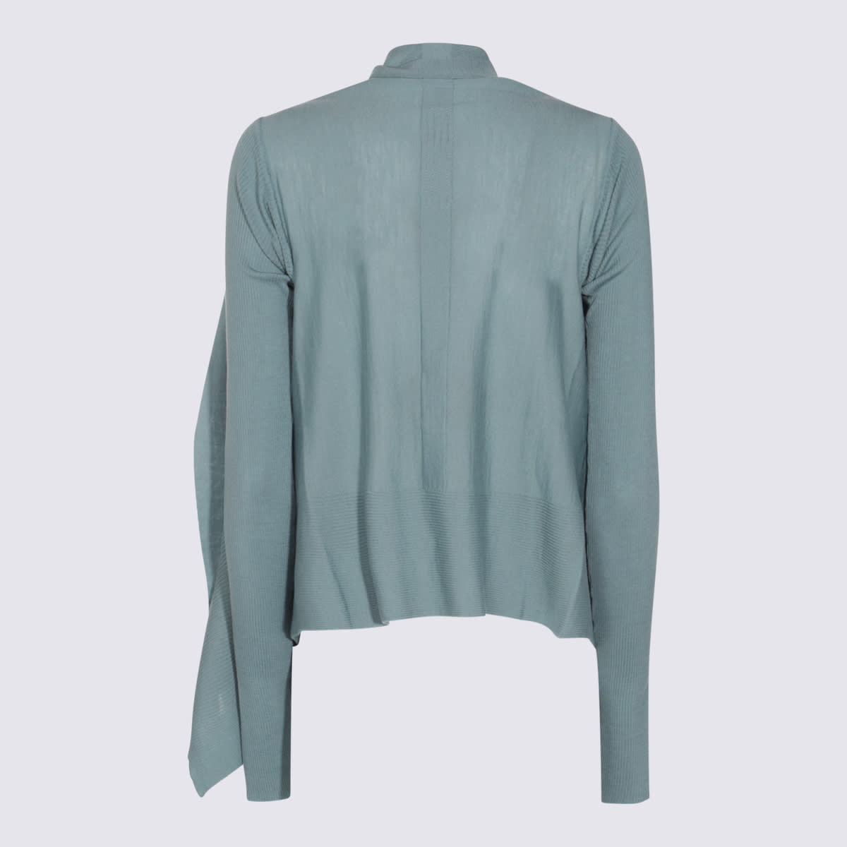 Rick Owens Draped Ribbed Crewneck Knitwear With Long Sleeves In Mouthwash