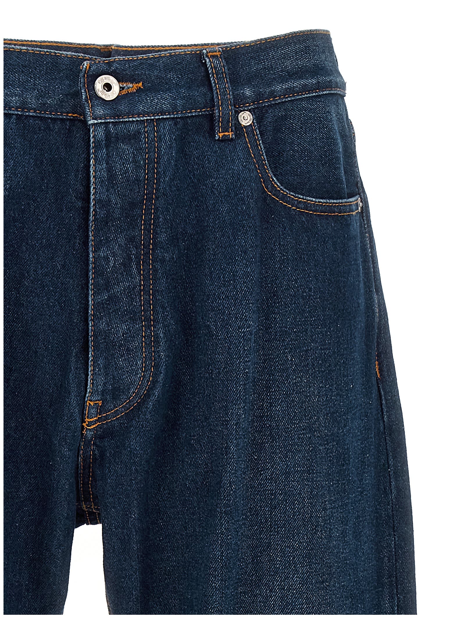 Off-white Arr Tab Zip Det Skate Wide-leg Jeans In Blue