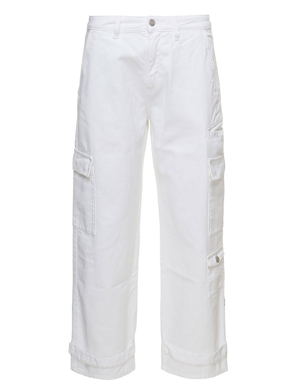 Icon Denim miki White Jeans With Patch And Welt Pockets In Cotton Denim Woman