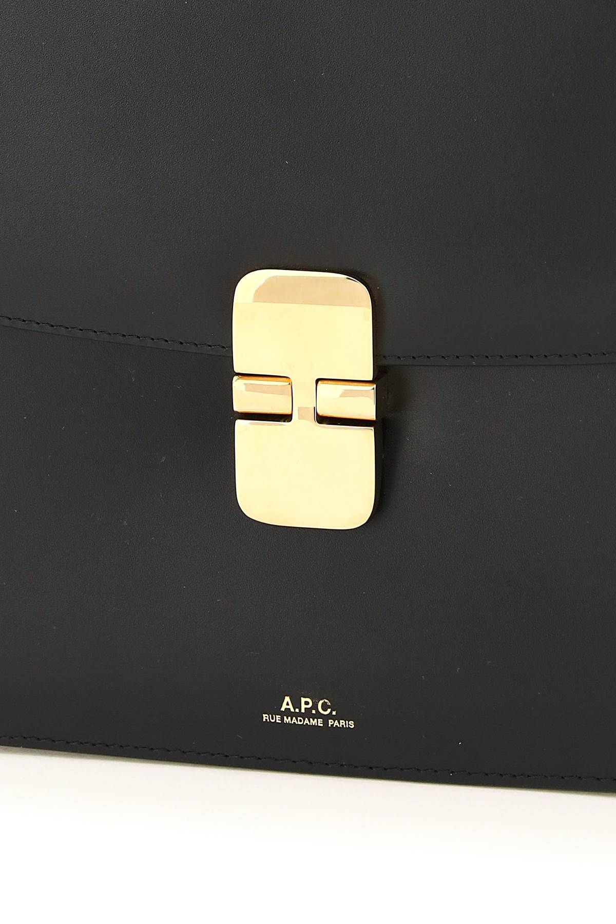 Apc Leather Shoulder Bag With Frontal Logo In Black