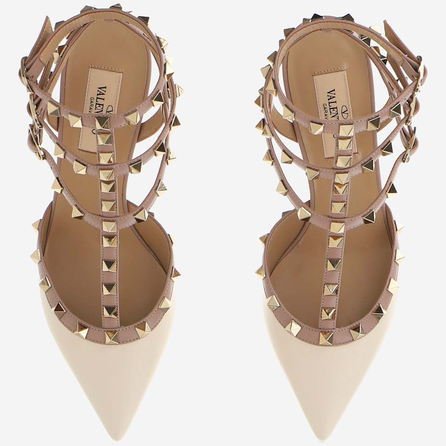 Shop Valentino Dècolletè Rockstud 65mm In Beige