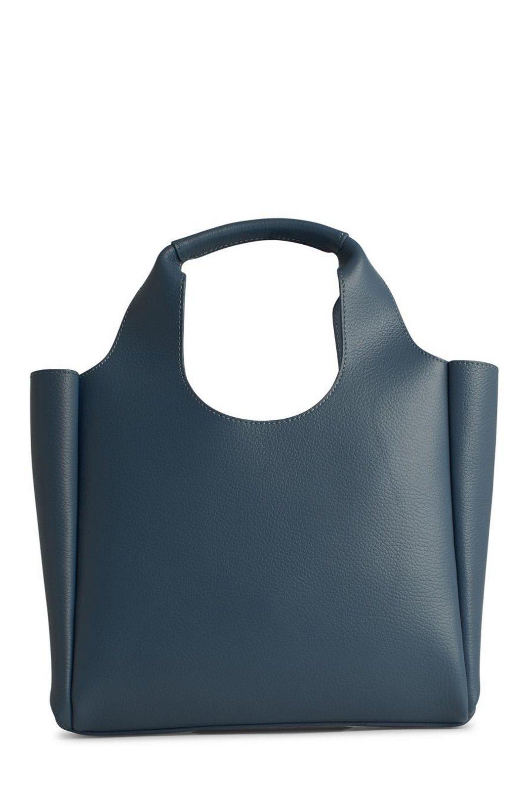 Hogan Small Leather Tote Bag With Structured Shape In Baltic Scuro