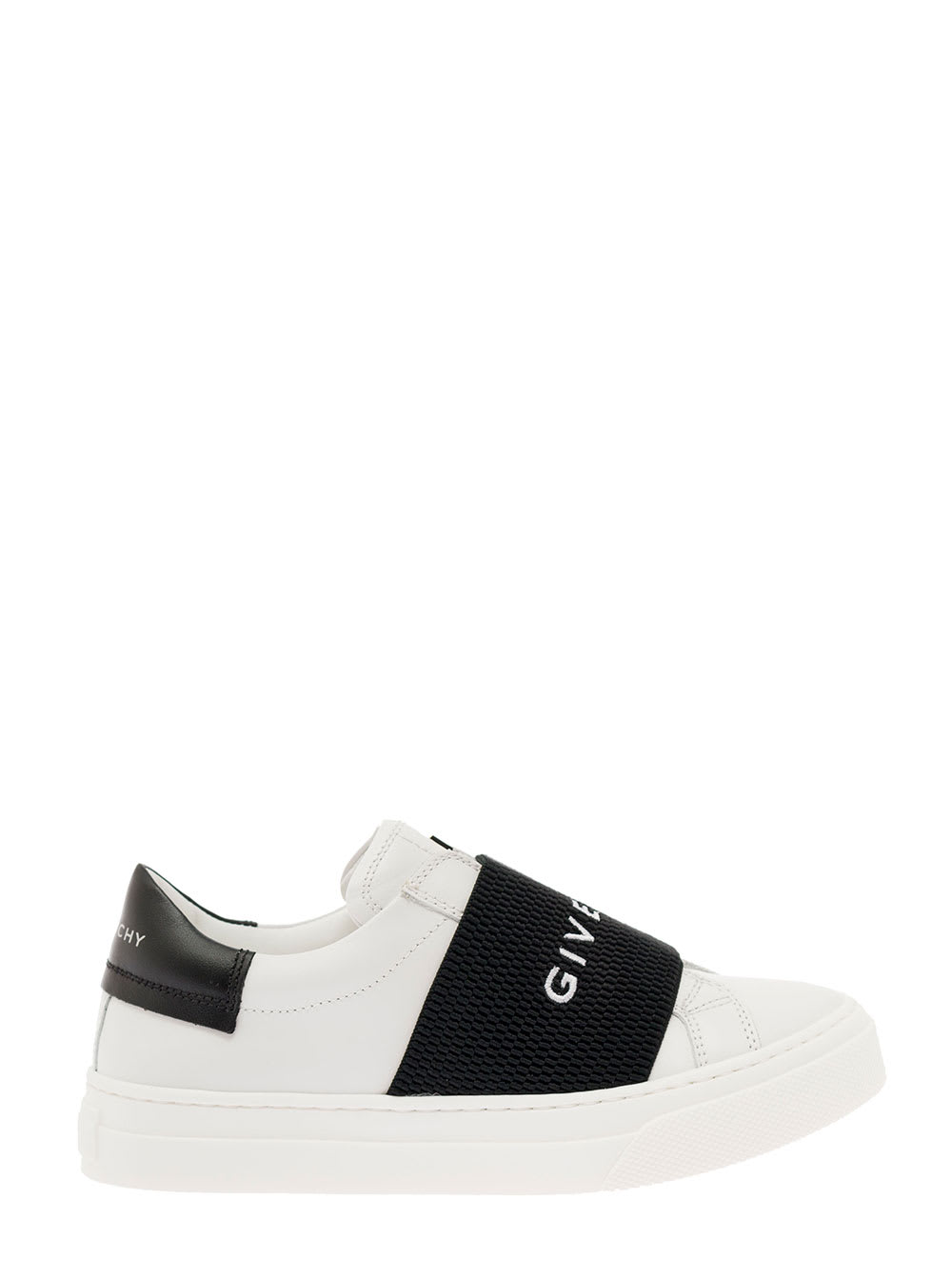 Givenchy White Sneakers In Leather With Conotrasting Logo Band Kids