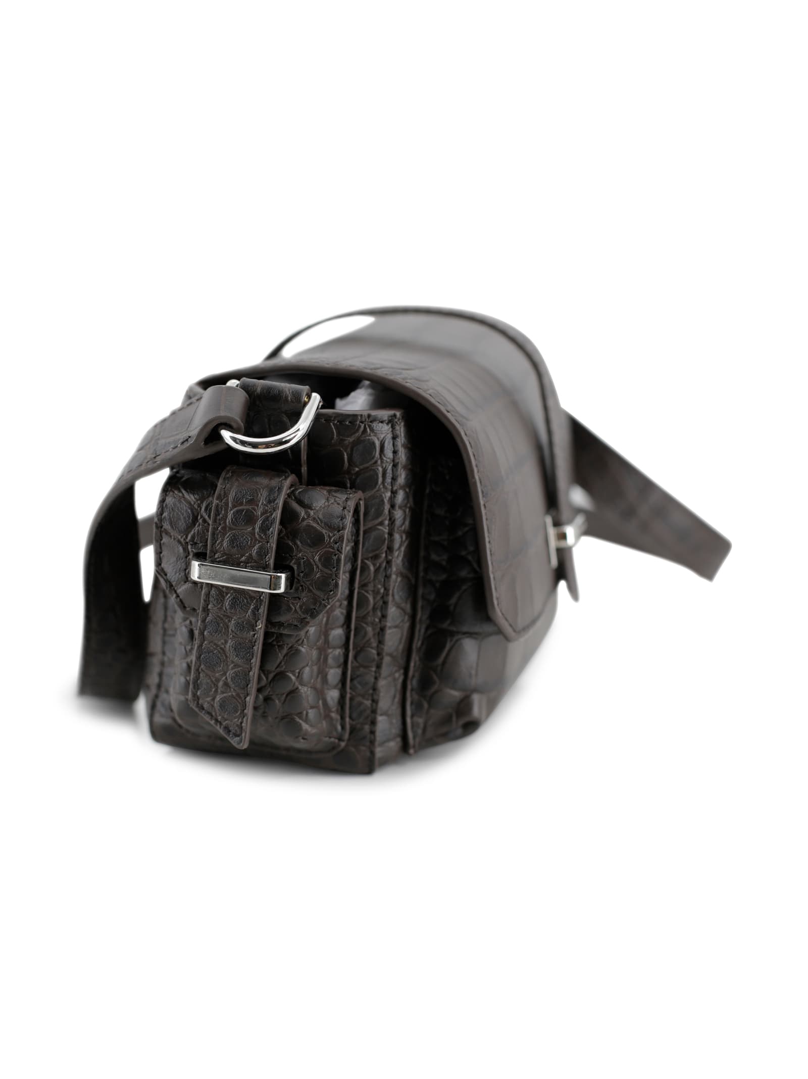 Hogan Flap Bag Crocodile-print Leather In Brown