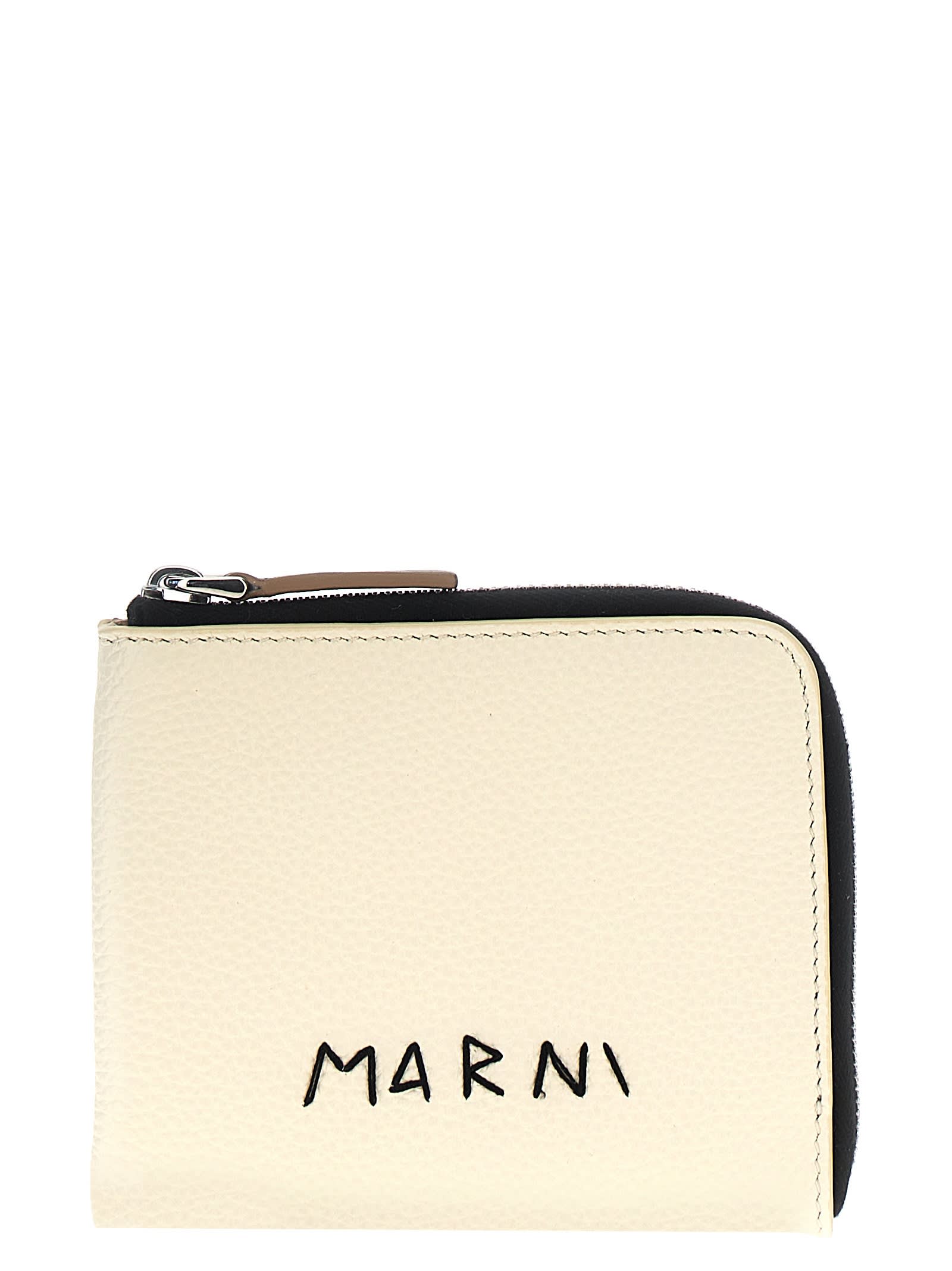 Shop Marni Logo Wallet In White