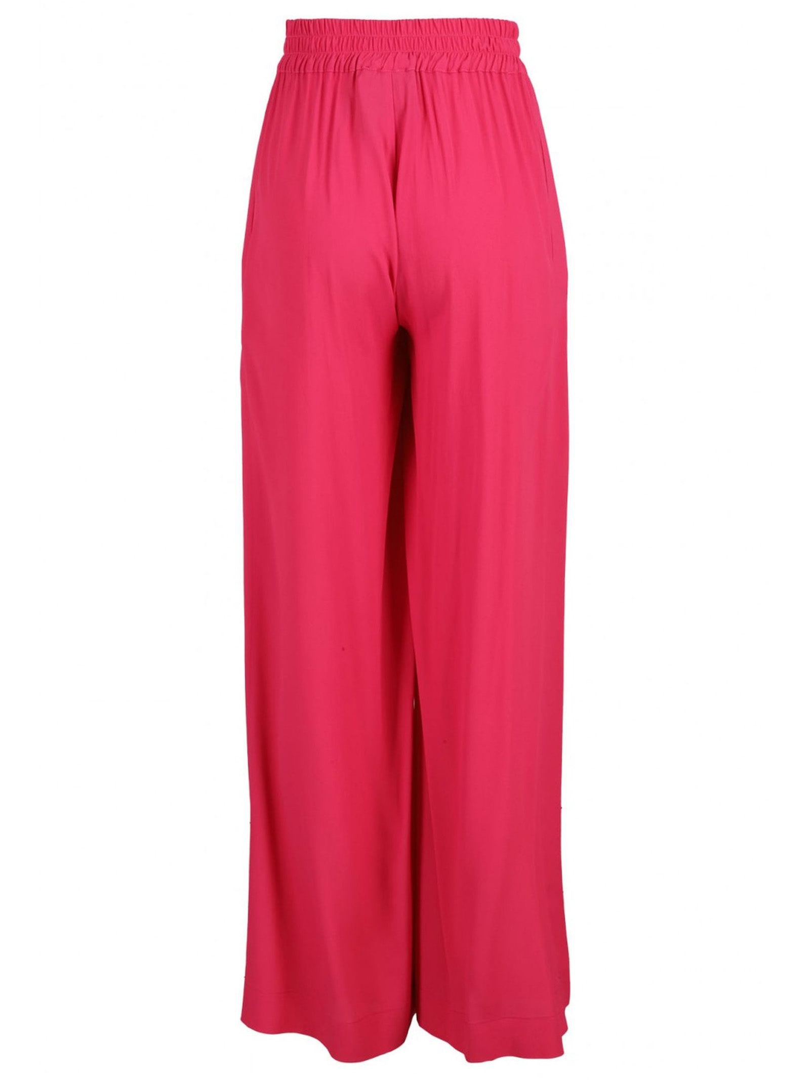 Shop Semicouture Raspberry Pink Silk Blend Trousers In Fuchsia