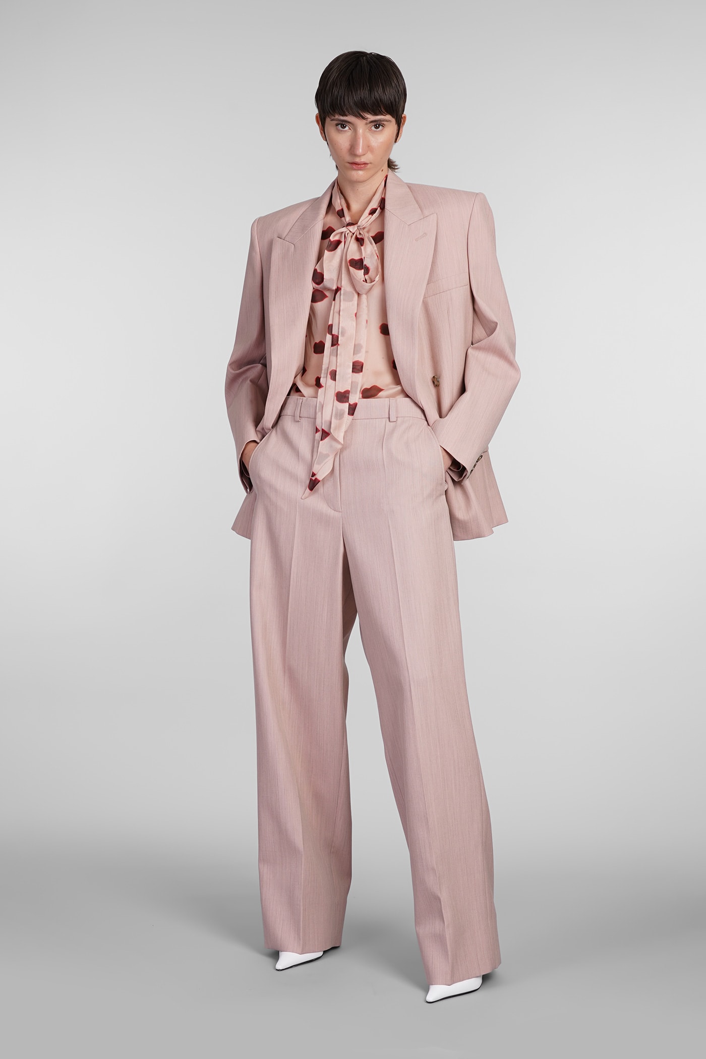 Shop Stella Mccartney Pants In Rose-pink Wool