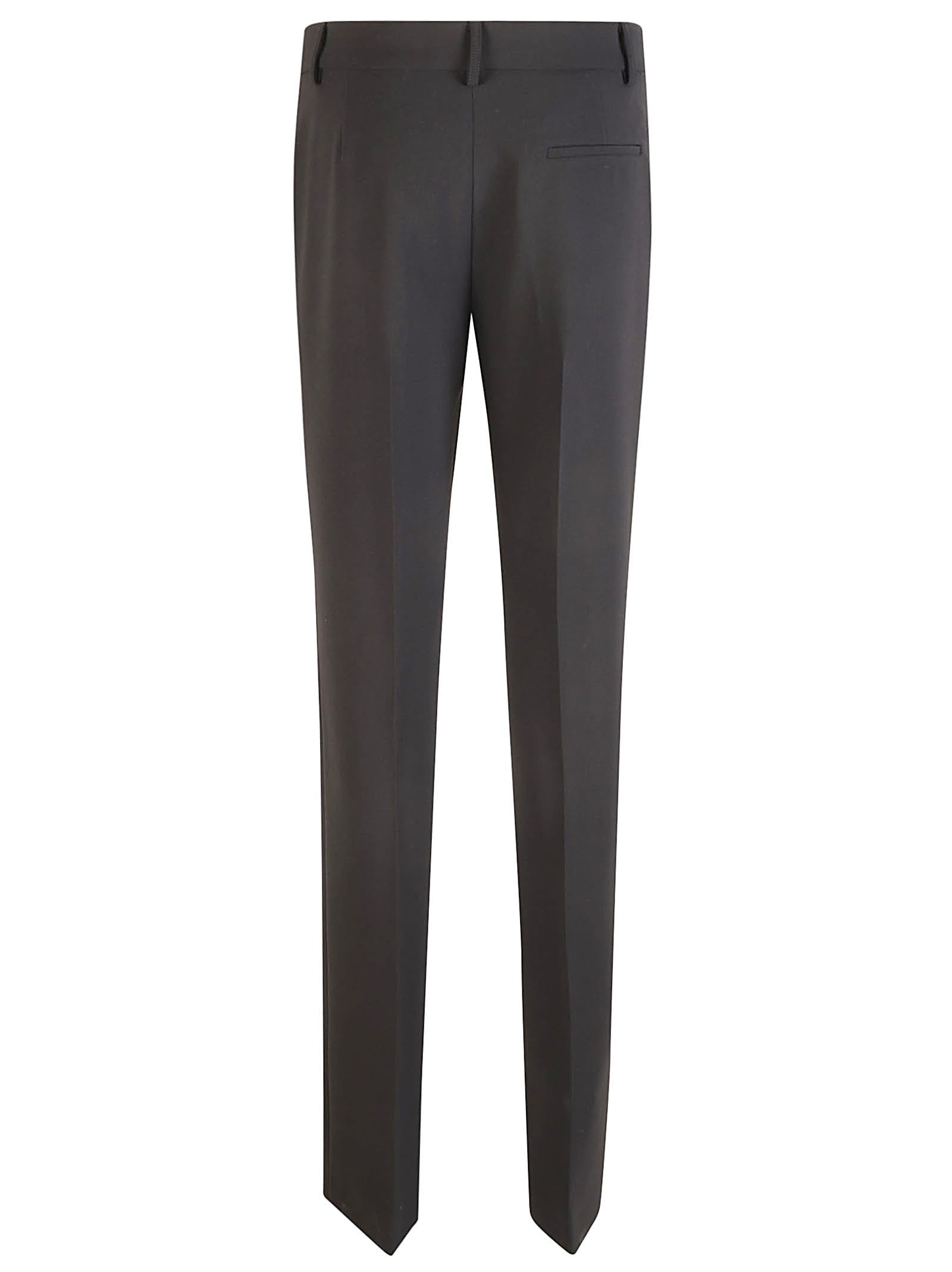 Shop Moschino High-waist Plain Slim Trousers In Black