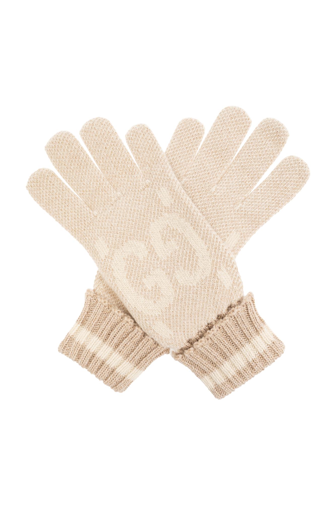 Gucci Cashmere Gloves In Camel White