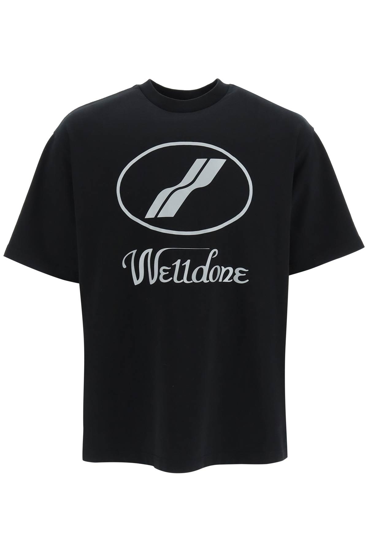 We11 Done Destroyed Reverse Logo Cotton T-shirt In Black (black)