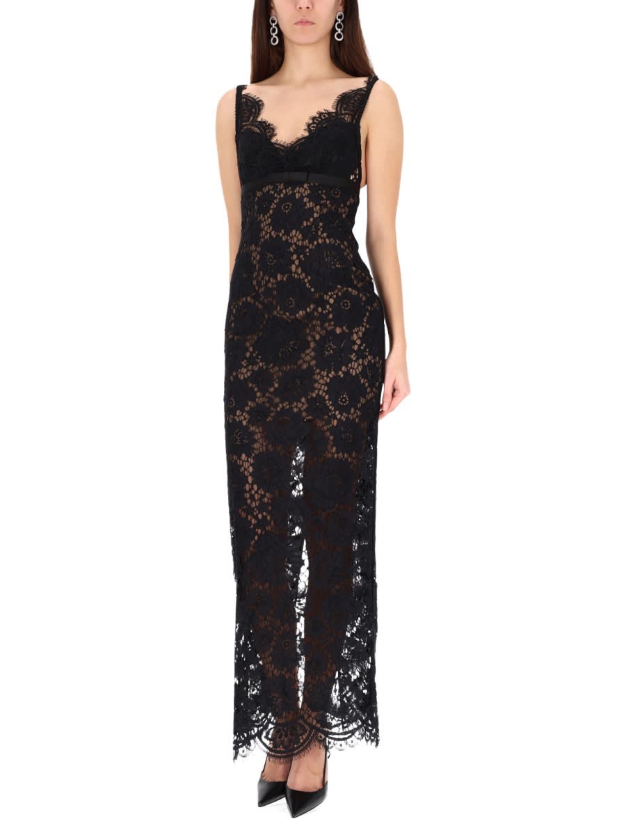 Self-portrait Black Floral Lace Maxi Dress In Black