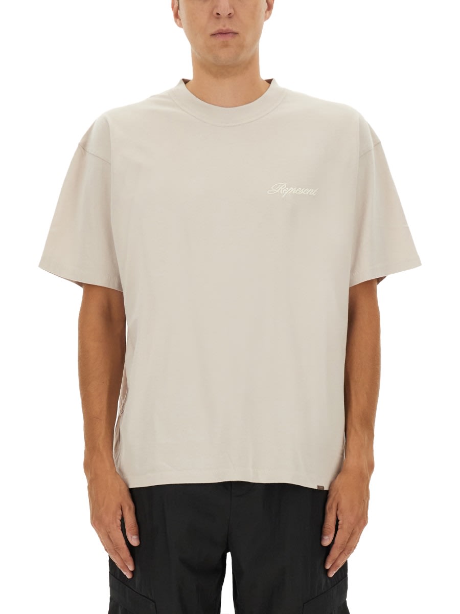 Represent Script Logo T-shirt In Neutral