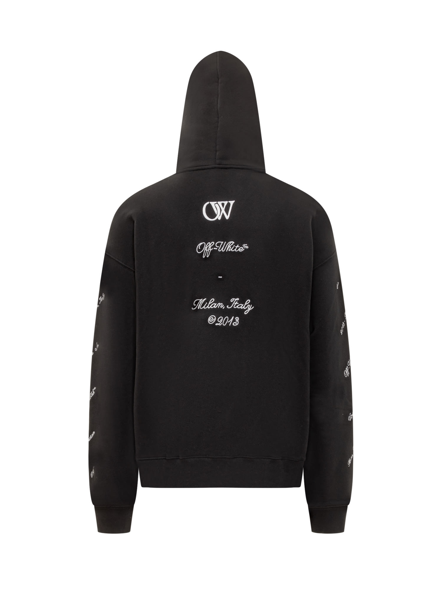 Shop Off-white Zip Hoodie With Logo 23 In Black White