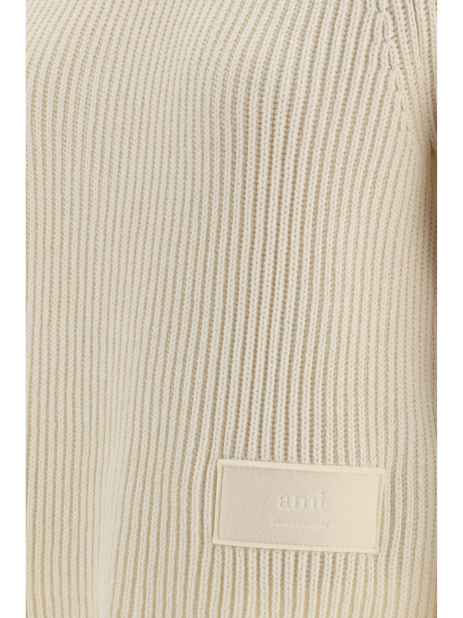 Shop Ami Alexandre Mattiussi Label Sweater In Ivory