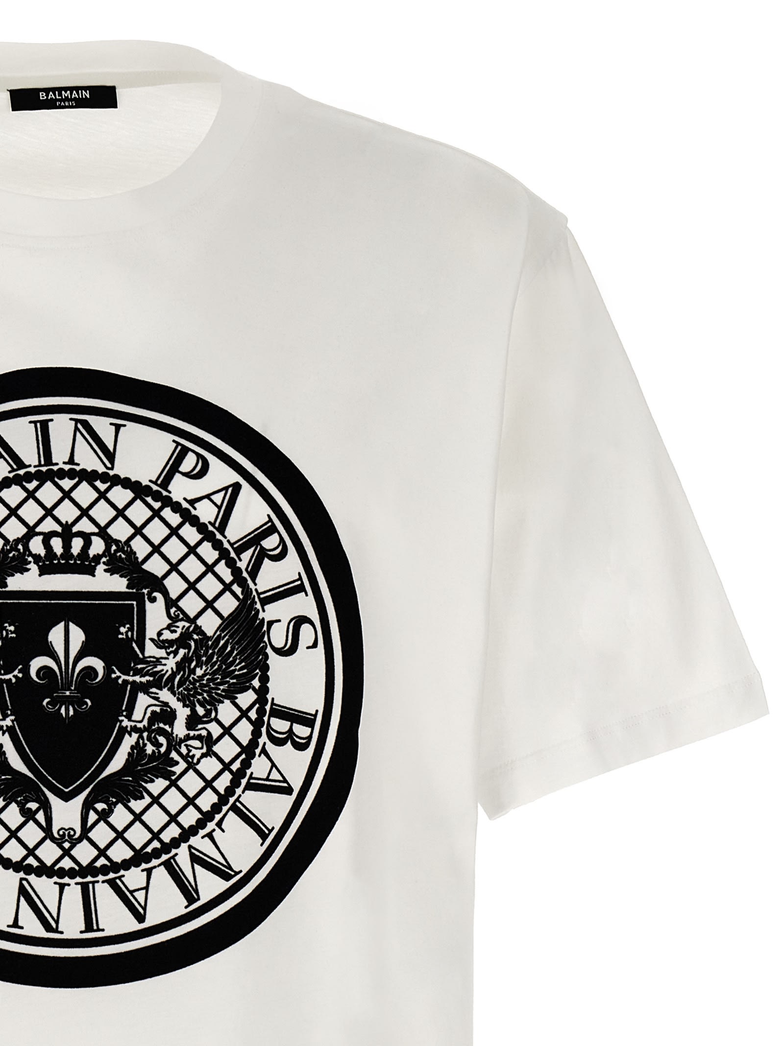 Shop Balmain Coin T-shirt In White/black