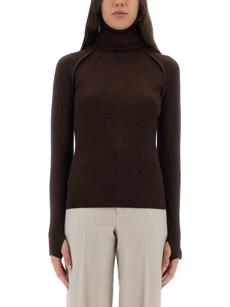 Victoria Beckham Brown Raglan Sleeve Sweater In Brown