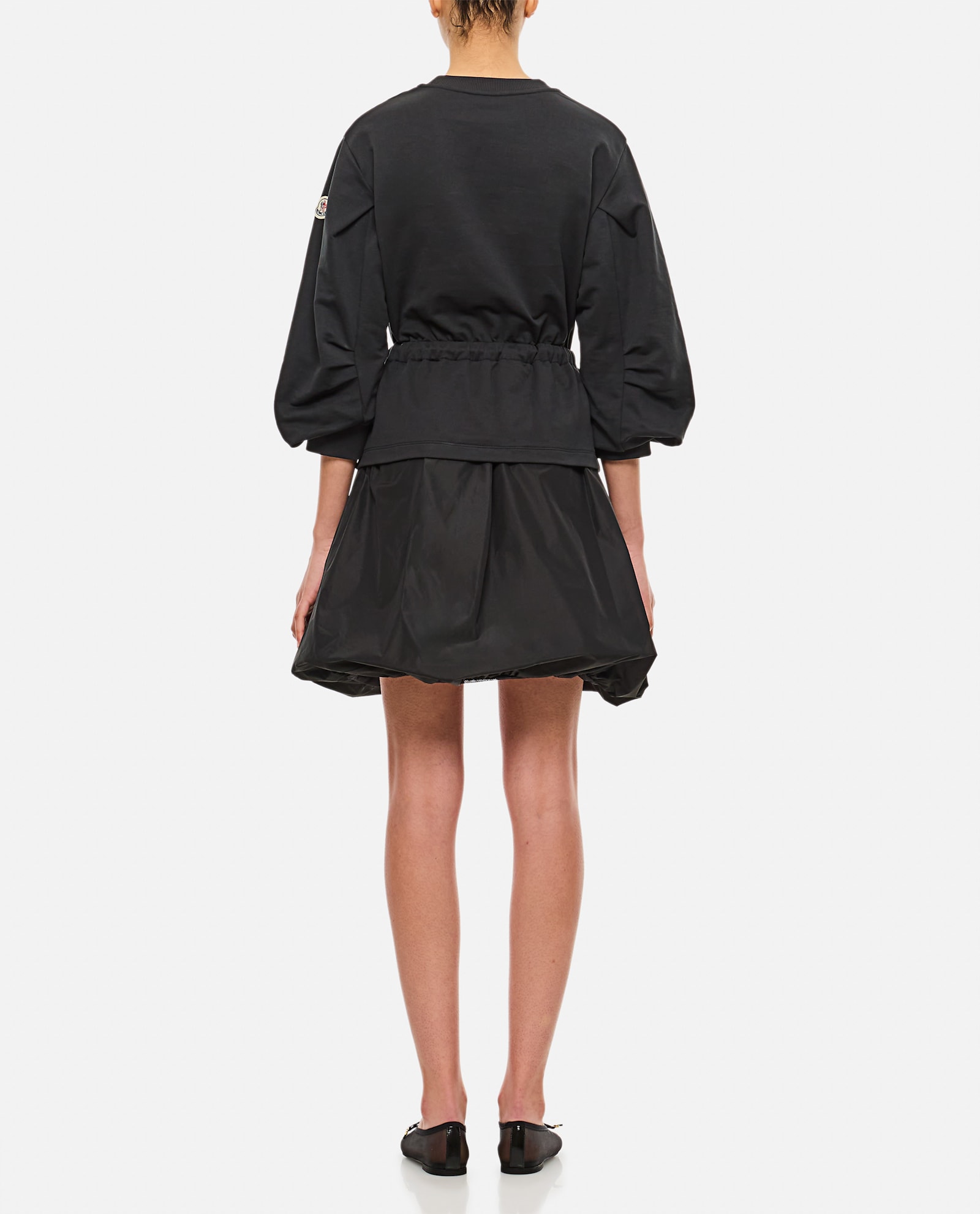 Moncler Abito Felpa In Cotone Nero Donna