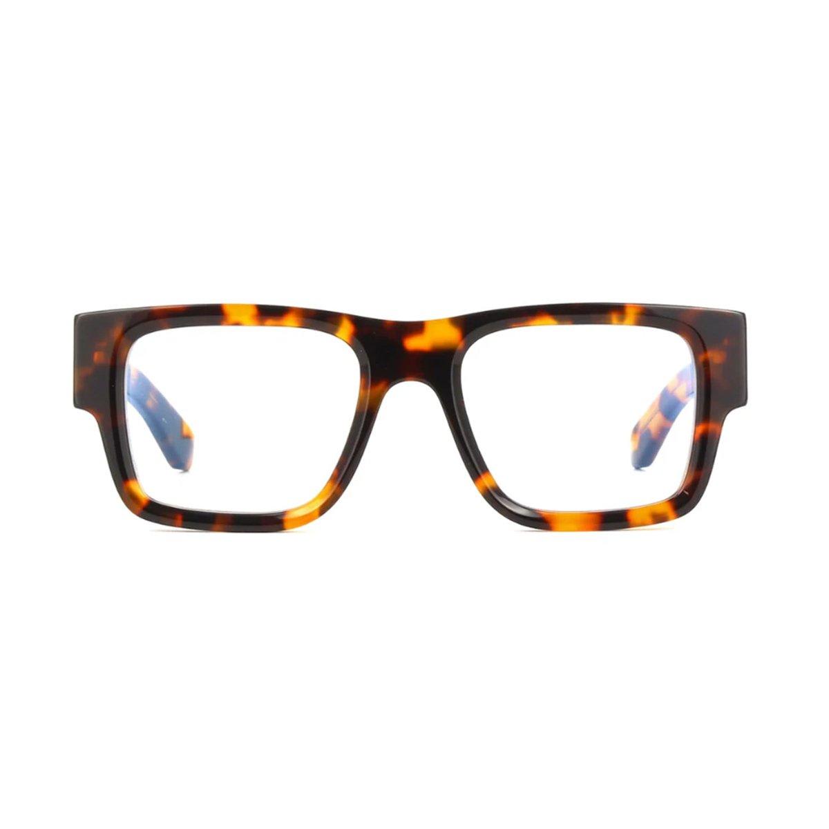 Shop Off-white Rectangular Frame Glasses In 6000 Havana