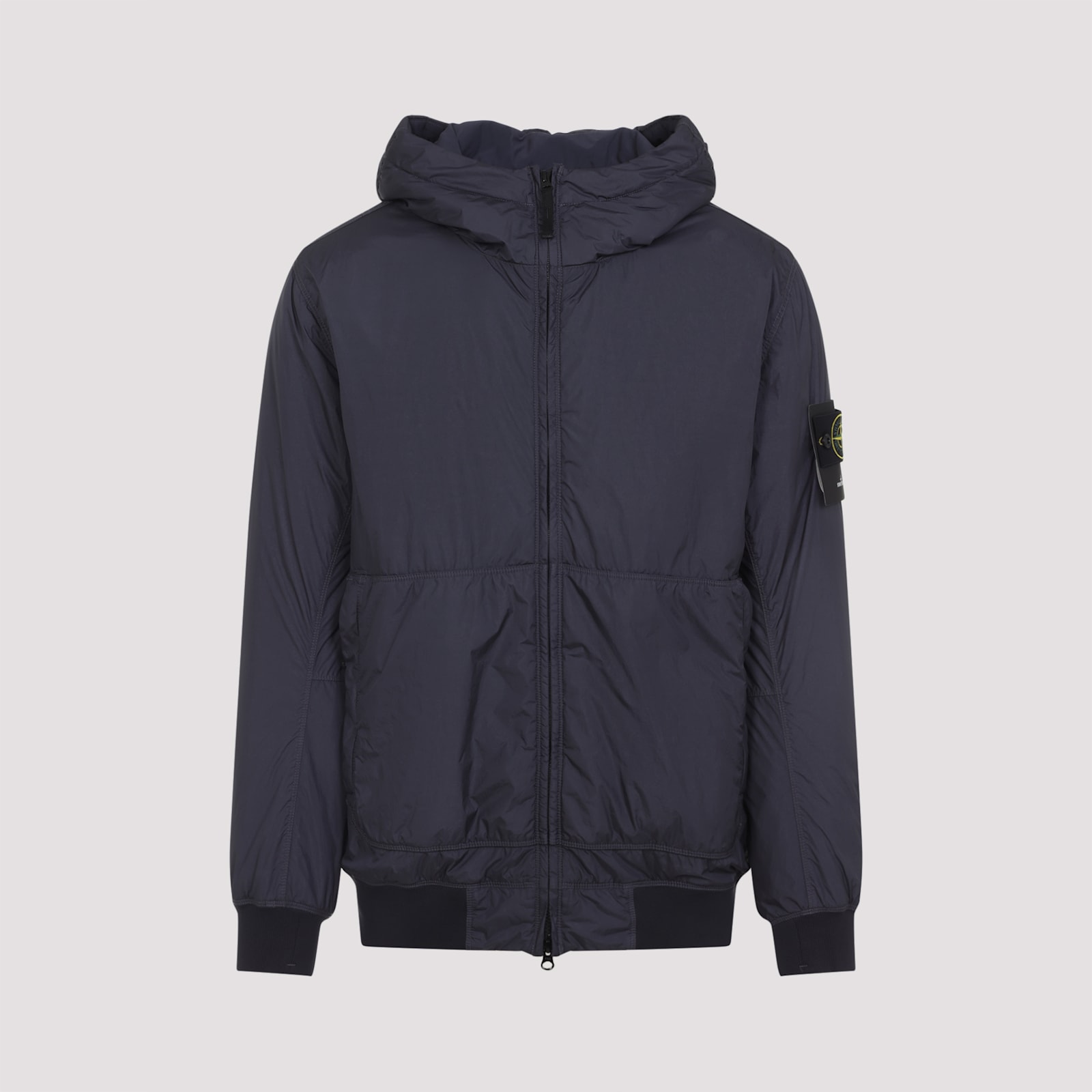 Stone Island Mens Dark Blue Crinkle Logo-patch Padded Shell Jacket In Blue